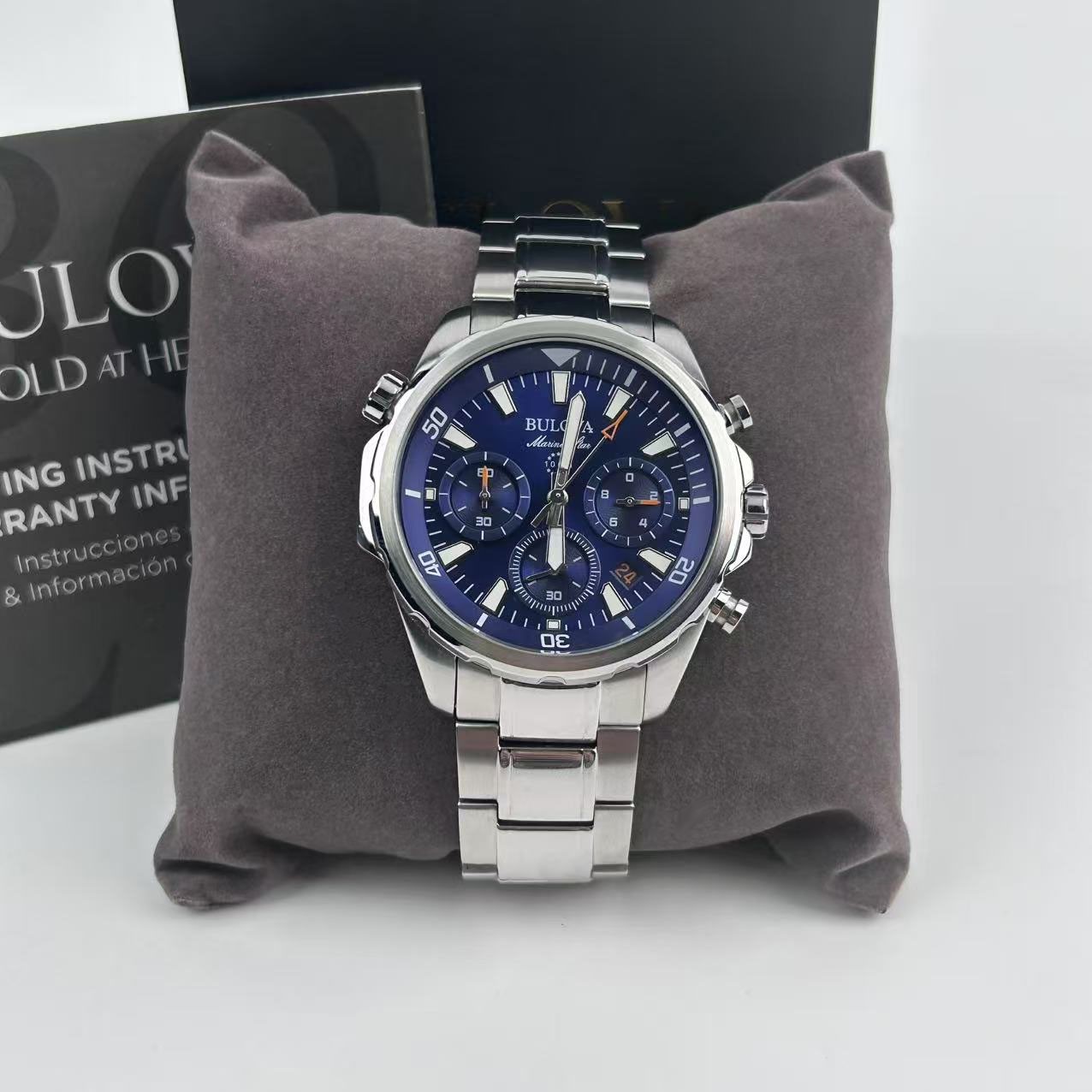 New Bulova Marine Star 96B256 Blue Dial Men\'s Chronograph Quartz Watch 43mm New Bulova Marine Star 96B256 Blue Dial Men\'s Chronograph Quartz Watch 43mm