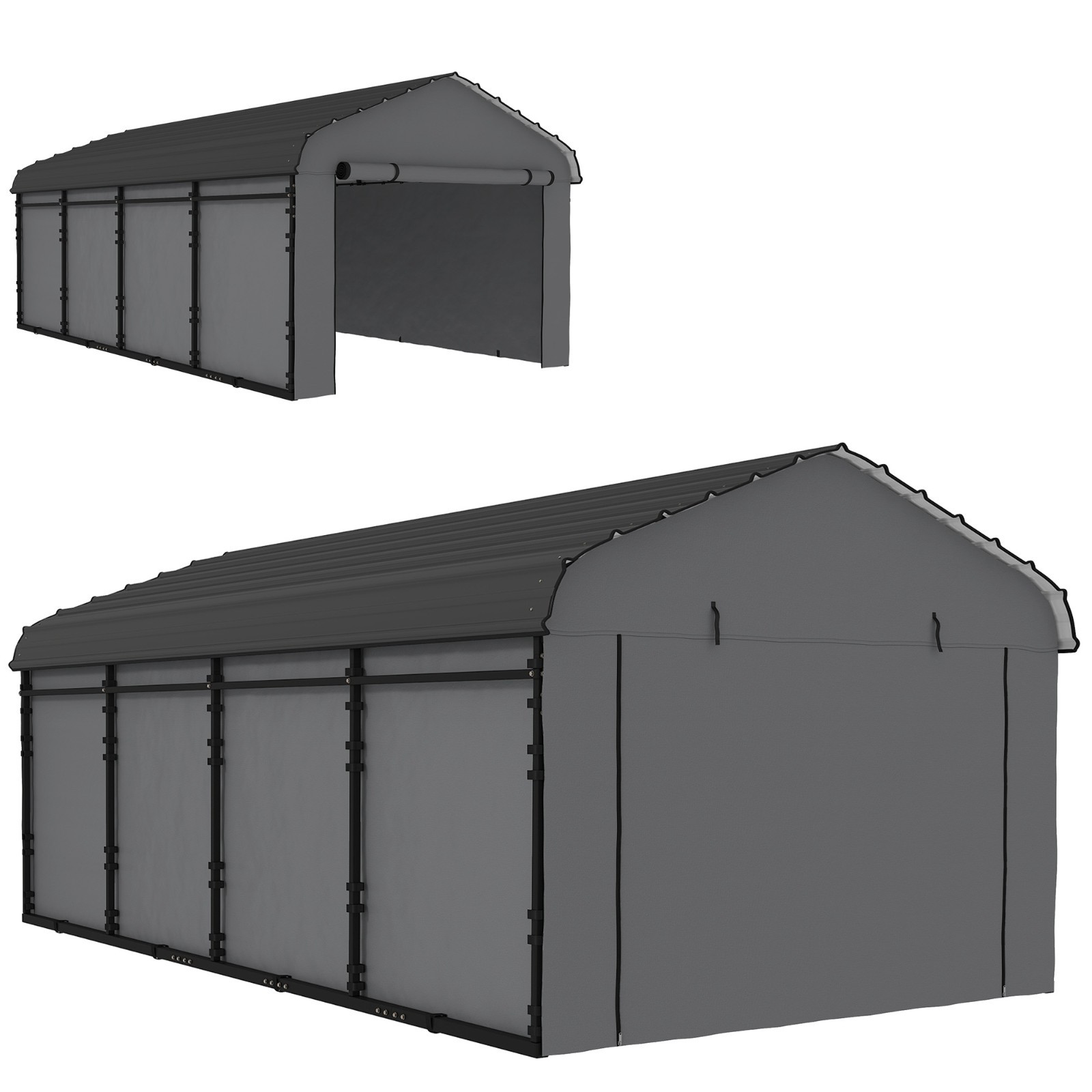 Outsunny 12' x 20' Metal Carport, Heavy Duty Garage Car Canopy with Galvanized M Outsunny 12' x 20' Metal Carport, Heavy Duty Garage Car Canopy with Galvanized M