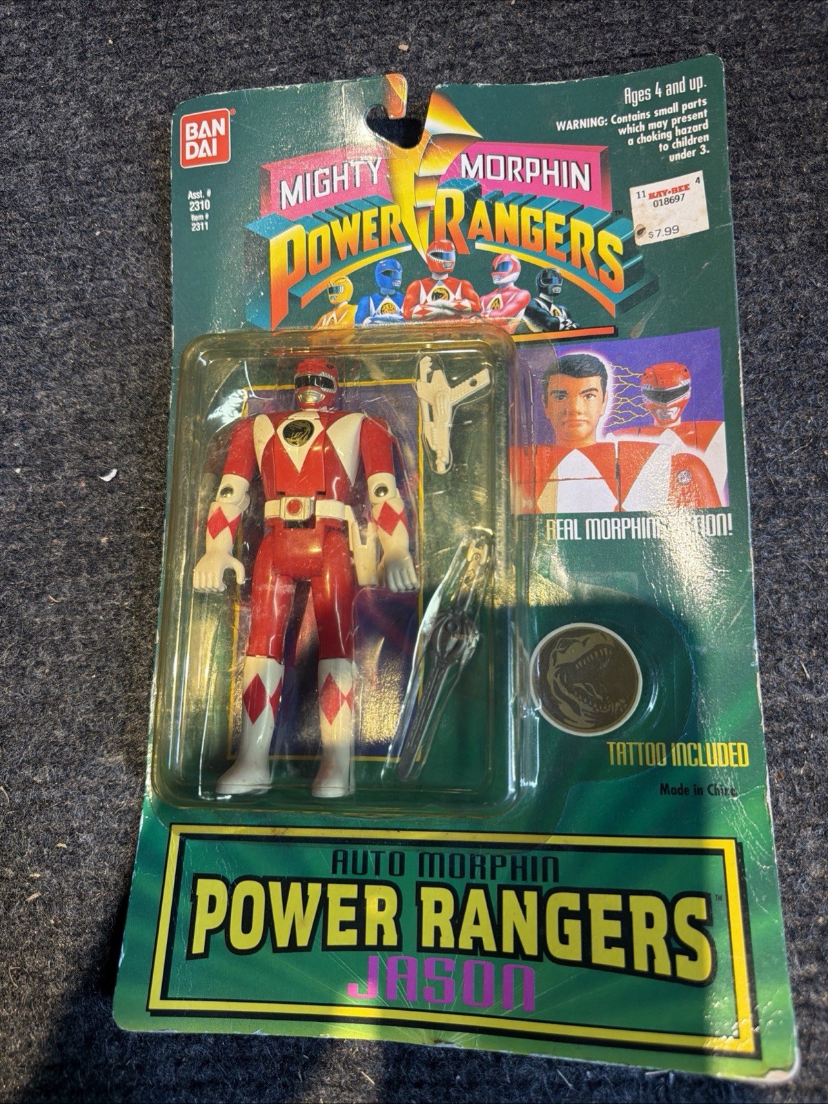 Vintage Bandai Auto Mighty Morphin Power Rangers Jason Red Figure 1994 NOS Vintage Bandai Auto Mighty Morphin Power Rangers Jason Red Figure 1994 NOS