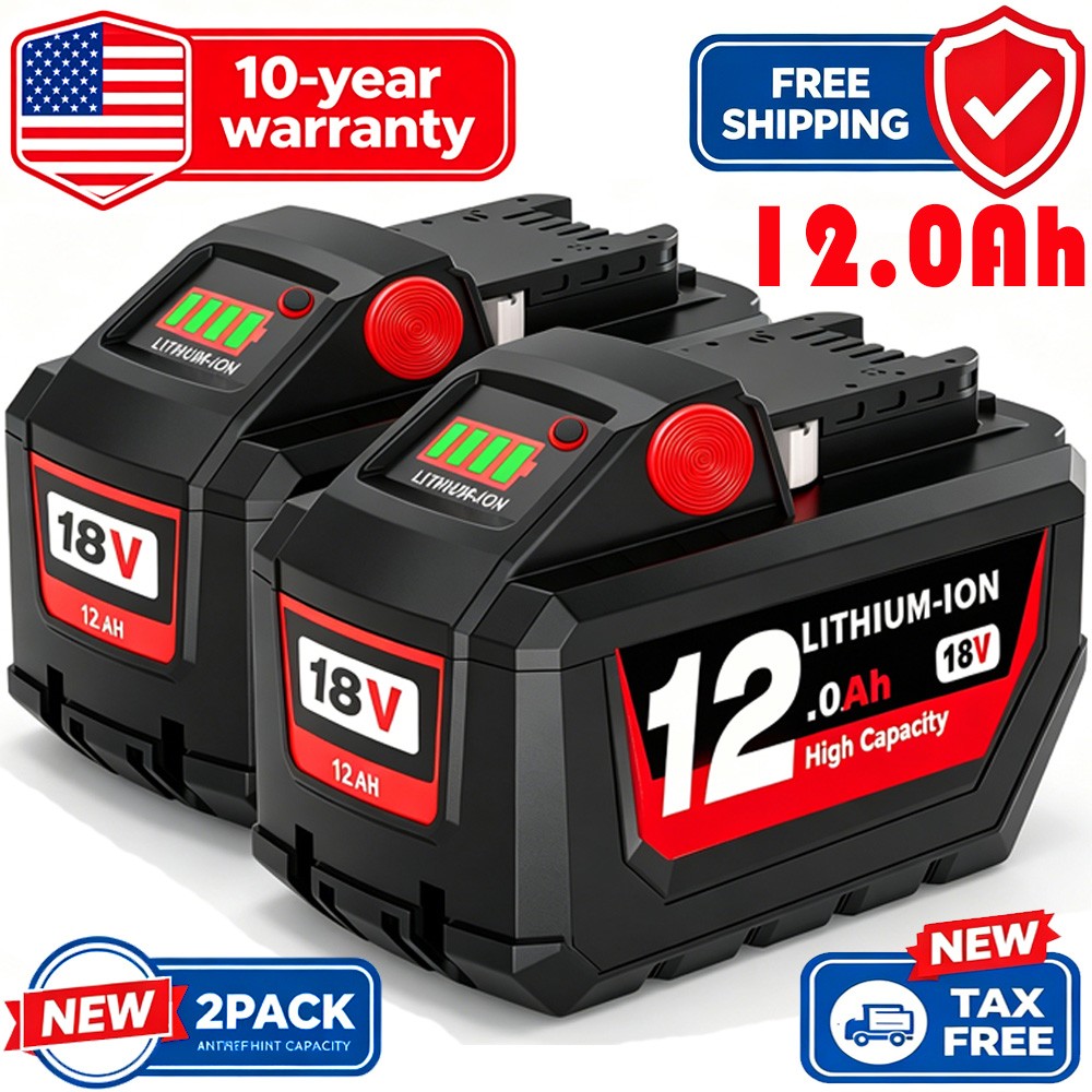 2PACK 12.0Ah 18V For Milwaukee For M18 48-11-1860 Extended Capacity Battery A+ 2PACK 12.0Ah 18V For Milwaukee For M18 48-11-1860 Extended Capacity Battery A+