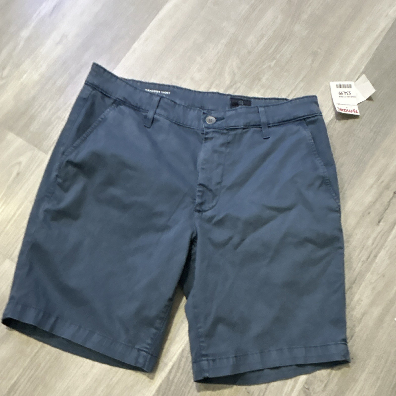 AG Adriano Goldschmied Men\'s Blue Chino Shorts Slim Fit Cotton Zip Pockets AG Adriano Goldschmied Men\'s Blue Chino Shorts Slim Fit Cotton Zip Pockets