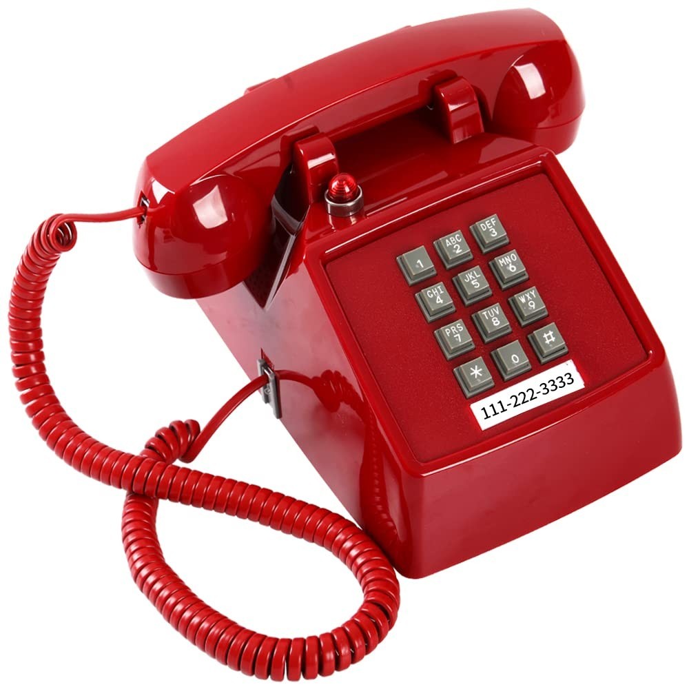 Vintage Red Corded Telephone - Retro Landline with Visible Ringing Indicator, Cl Vintage Red Corded Telephone - Retro Landline with Visible Ringing Indicator, Cl