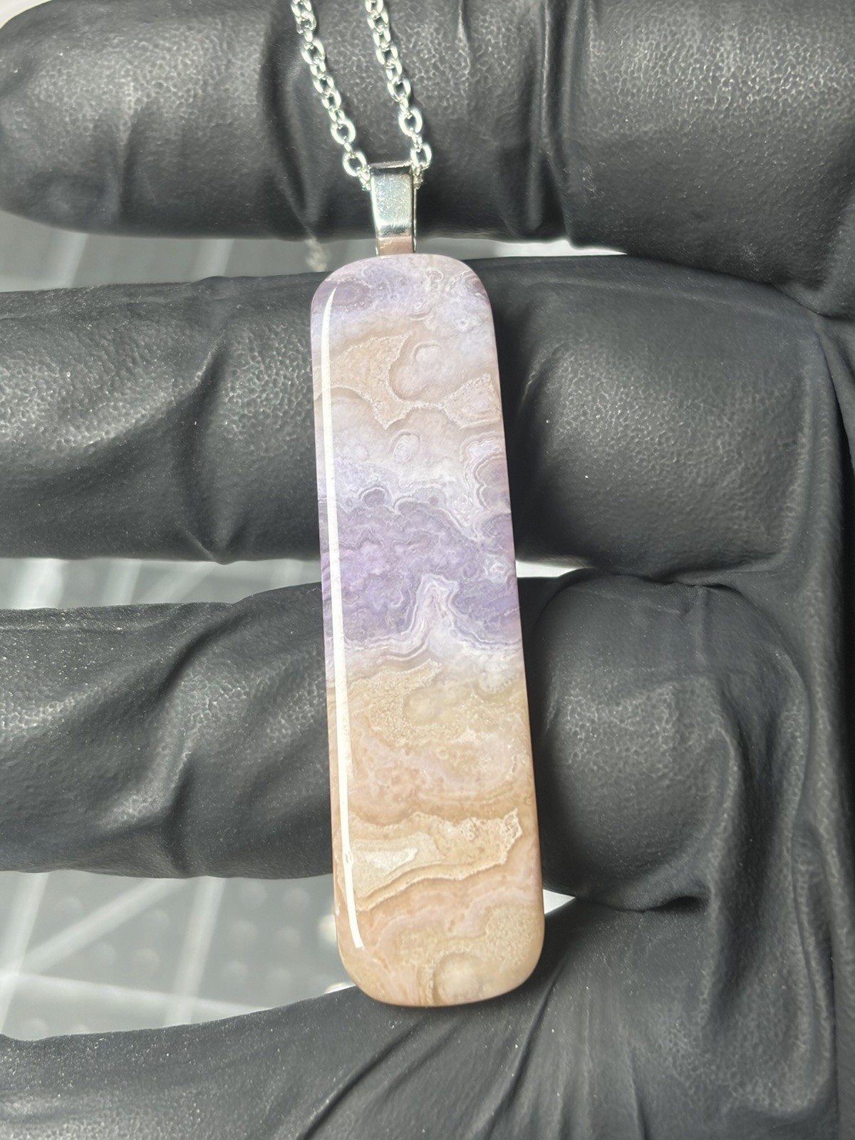 Rare Royal Aztec Lace Agate Pendant Handmade Necklace Stunning Patterns Purple Rare Royal Aztec Lace Agate Pendant Handmade Necklace Stunning Patterns Purple