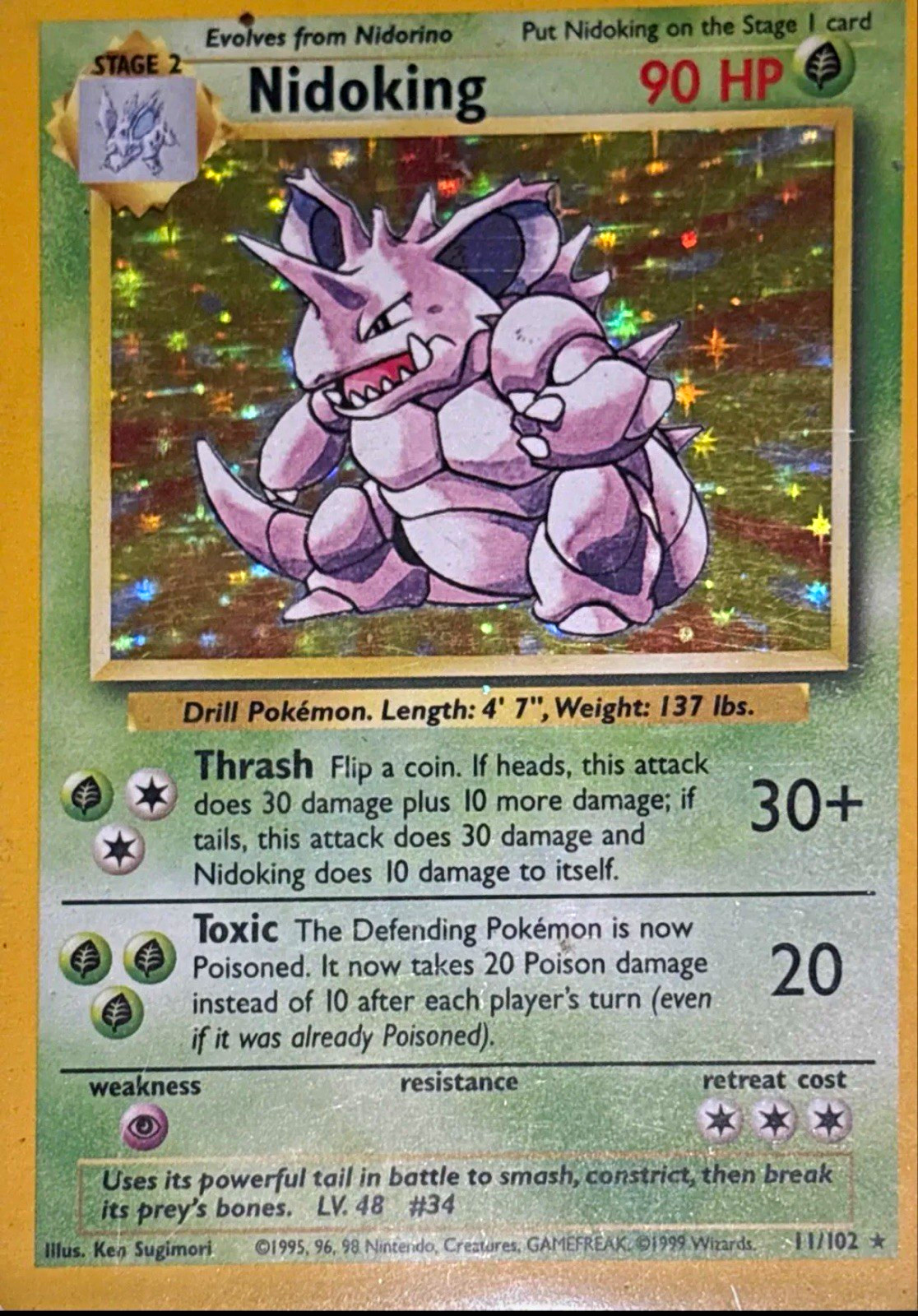 Wizards of the Coast Pokemon TCG Nidoking Base Set 11/102 Holo Rare 1999-2000