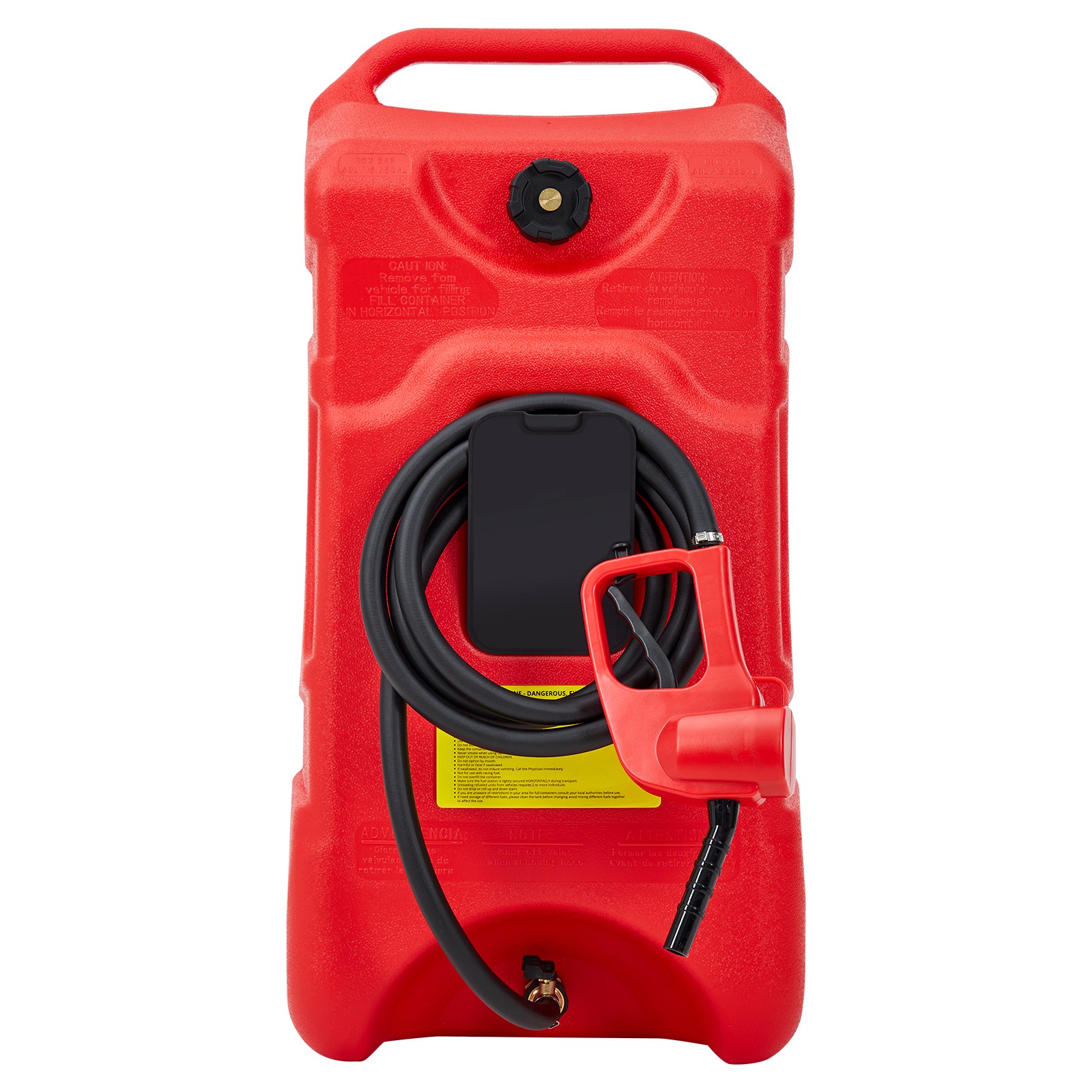 Garvee 15 Gallon 60L HDPE Portable Fuel Tank with Wheels 10FT Hose & Fuel Nozzle