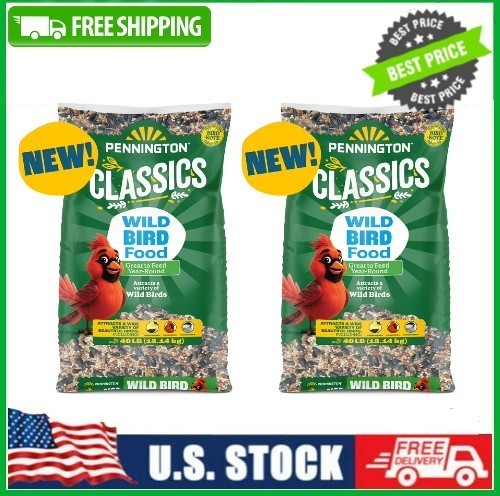 Pennington Classic Wild Bird Feed and Seed, 40 lb. Bag, Dry, 2 Pack Pennington Classic Wild Bird Feed and Seed, 40 lb. Bag, Dry, 2 Pack