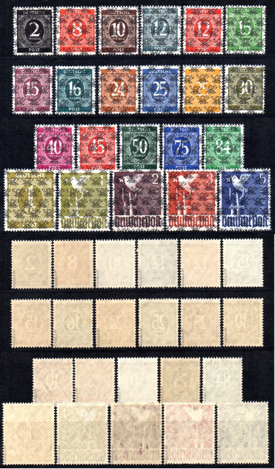 -GERMANY USA BRITISCHE ZONE 1948 Sc.52II-68II- AIXII-AIVII MNH SIGNED -GERMANY USA BRITISCHE ZONE 1948 Sc.52II-68II- AIXII-AIVII MNH SIGNED
