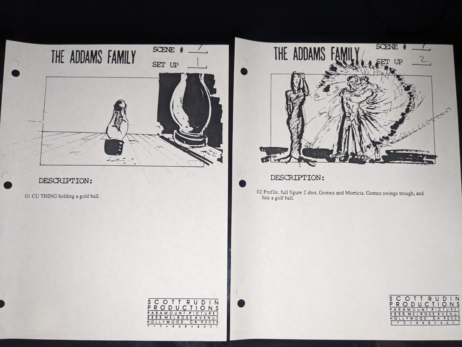 THE ADDAMS FAMILY Movie Props Production Art Storyboards FESTER GOMEZ HORROR X1