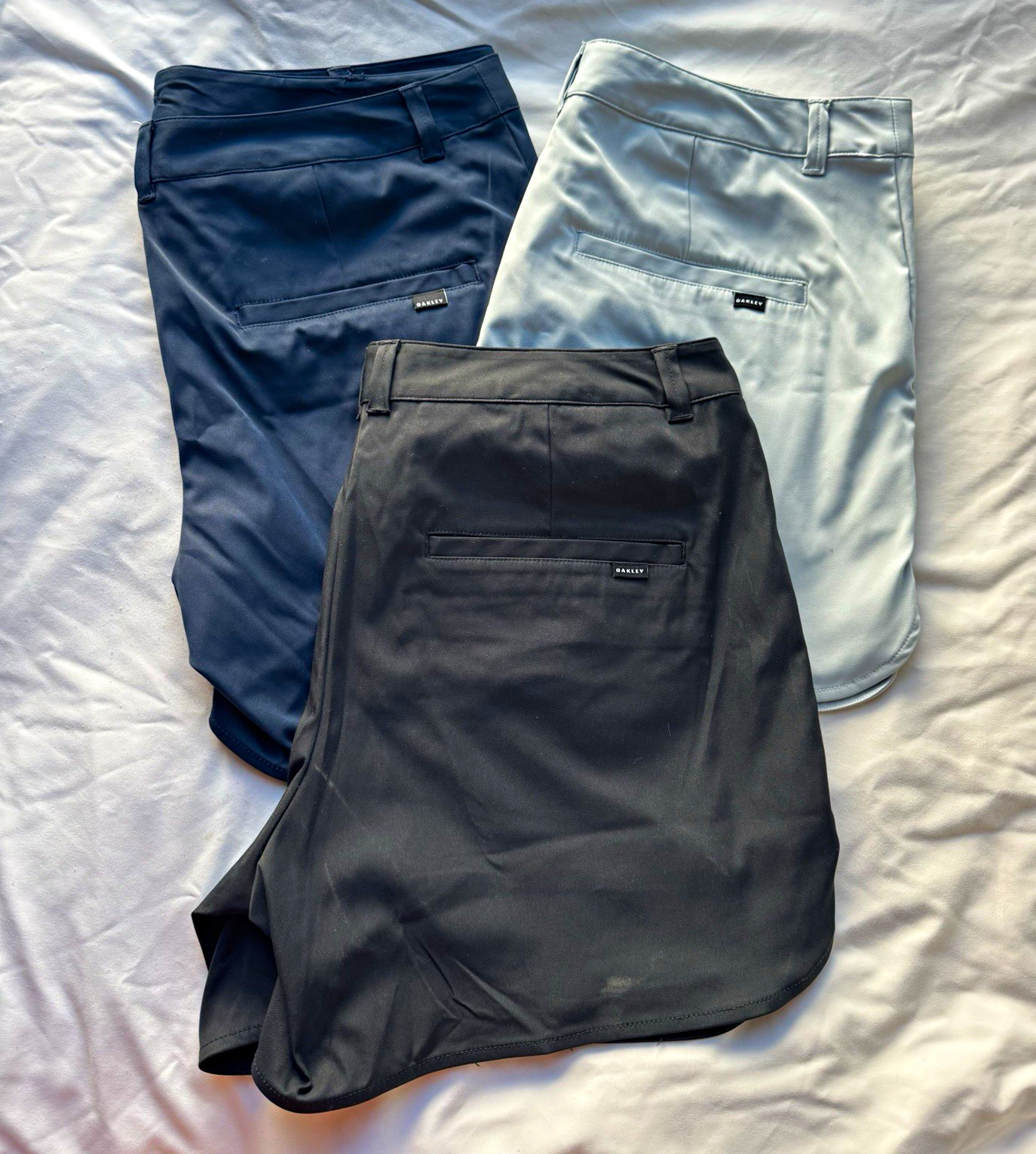 Oakley Chino Golf Shorts Lot of 3 Navy Gray Black Oakley Chino Golf Shorts Lot of 3 Navy Gray Black