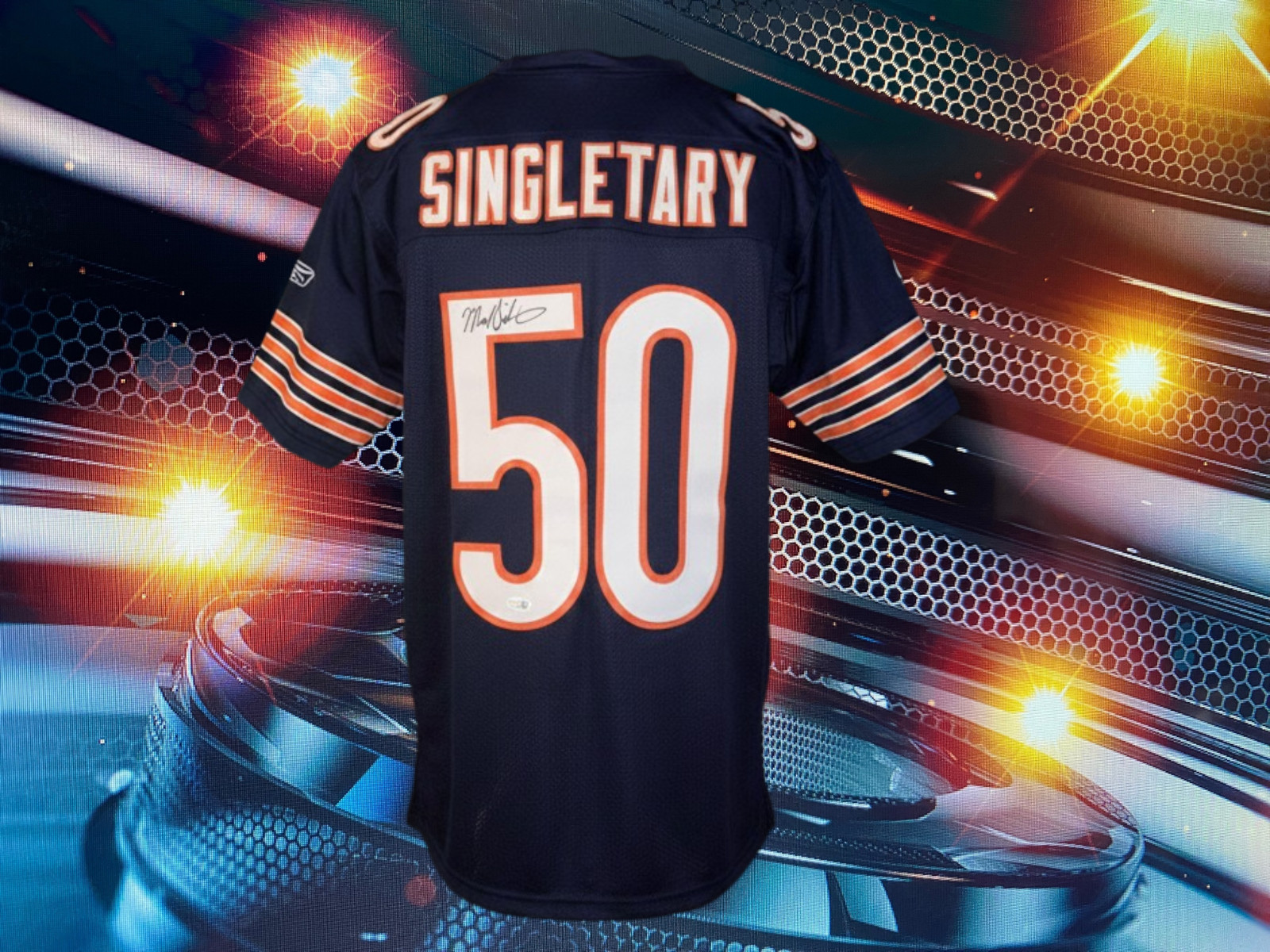 MIKE SINGLETARY AUTOGRAPHED CUSTOM CHICAGO BEARS BLUE JERSEY JSA AUTHENTICATED