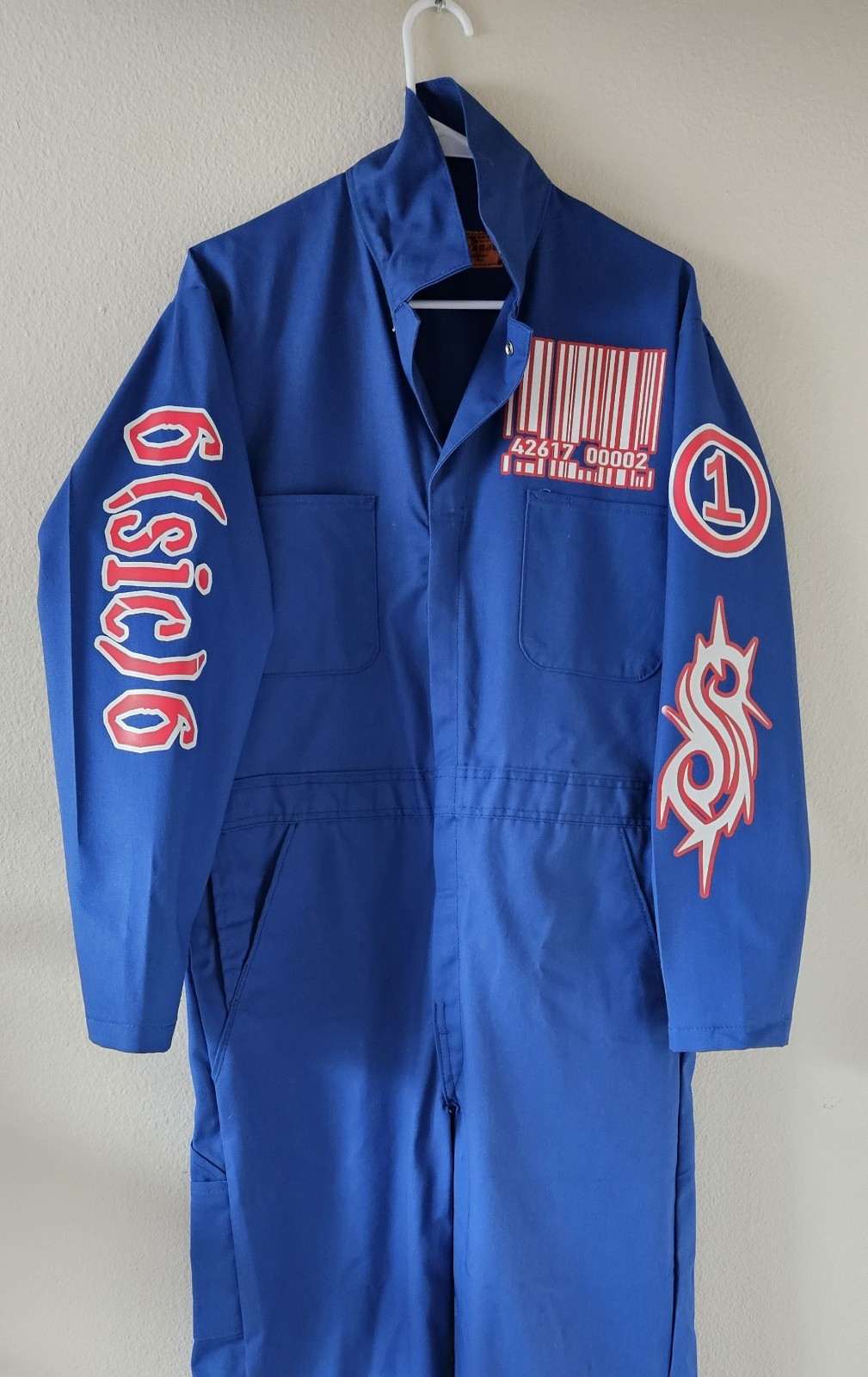 Slipknot Jumpsuit, Halloween Coveralls, Electric Blue With Cinch Bag