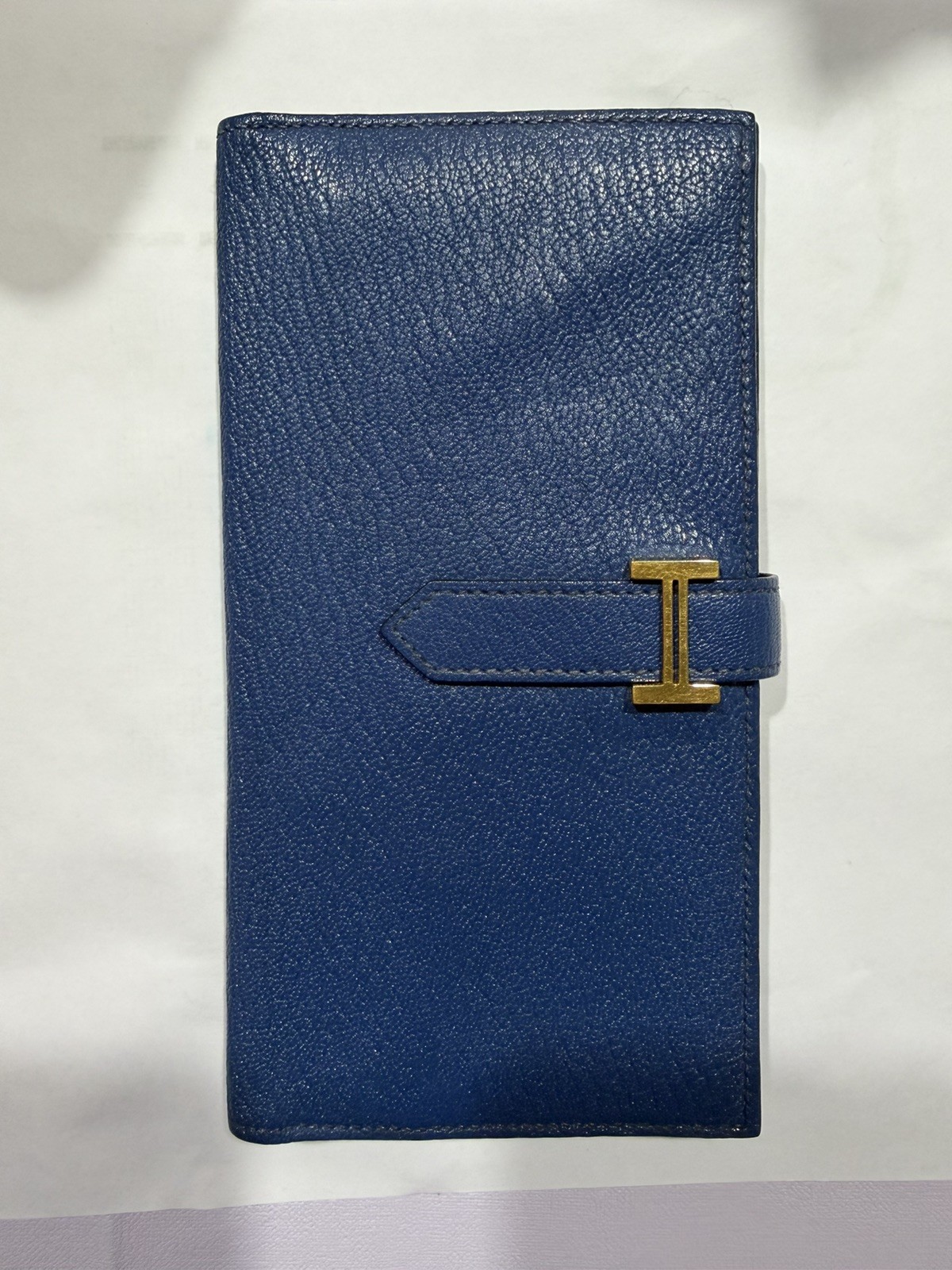Hermes Bearn Wallet Navy Mysore Goatskin Gold Hardware Hermes Bearn Wallet Navy Mysore Goatskin Gold Hardware