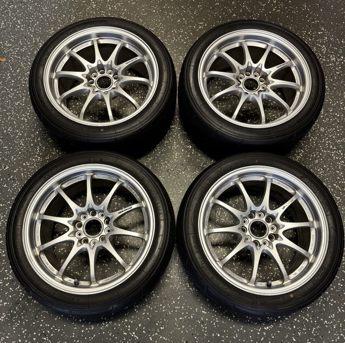 RAYS VOLK RACING CE28N Forged 17x8.5J +30 5x114.3 JDM Wheels w/ ADVAN A050 TIRES