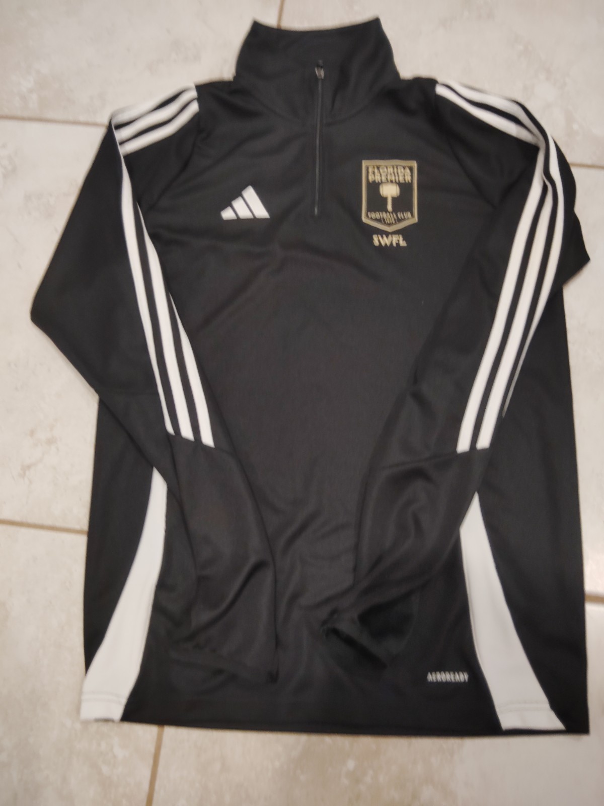 Adidas Florida Premier FC SWFL Soccer Jacket Mens M Black 1/4 Zip Aeroready Adidas Florida Premier FC SWFL Soccer Jacket Mens M Black 1/4 Zip Aeroready