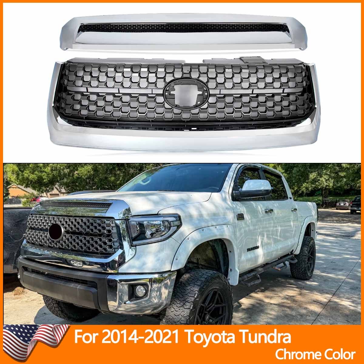 TRD Style Front Bumer Grille & Hood Bulge Molding Fits 2014-2021 Toyota Tundra