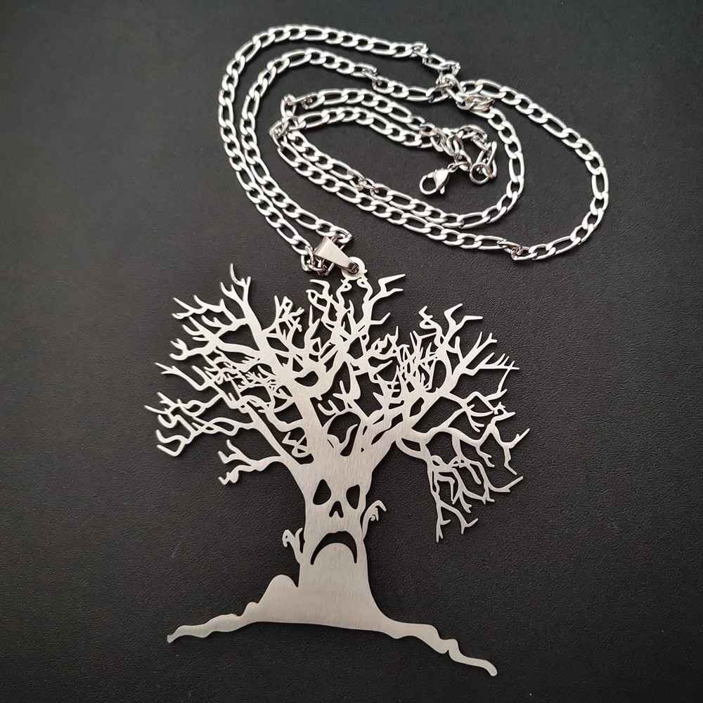 Haunted Mound Sematary symbol S.steel Pendant with 30inch Figaro link Necklace Haunted Mound Sematary symbol S.steel Pendant with 30inch Figaro link Necklace