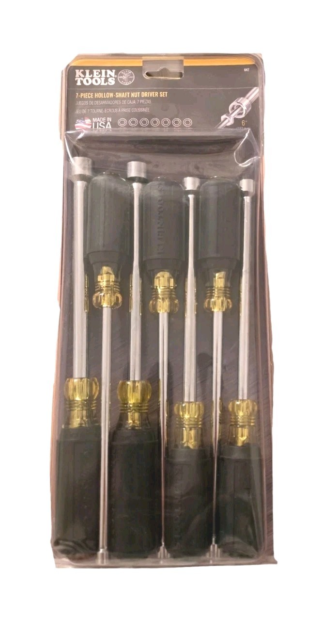 KLEIN TOOLS 7-PIECE HOLLOW-SHAFT NUT DRIVER SET, 647