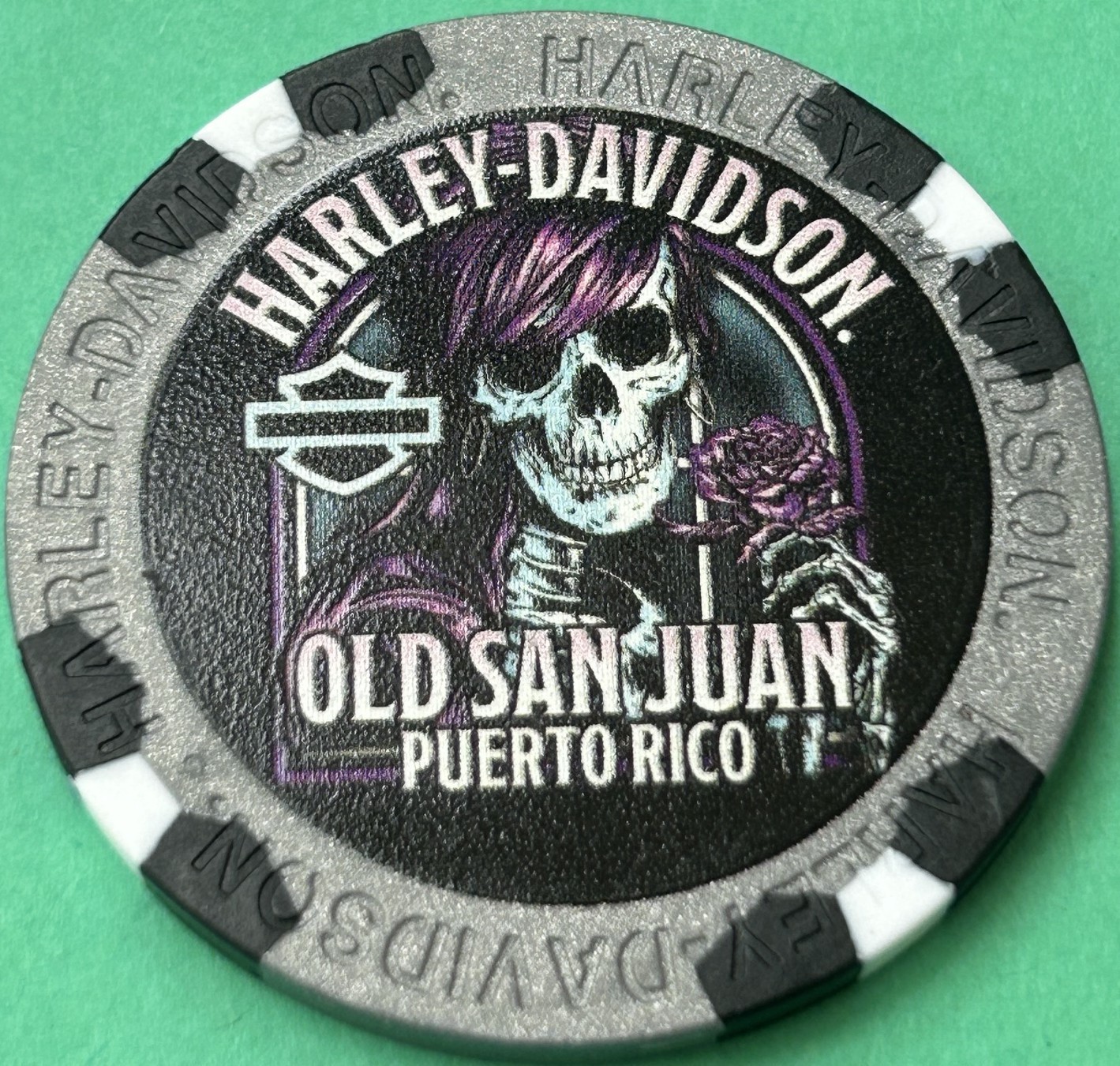 Harley Davidson Wide Print Poker Chip from Old San Juan HD in Puerto Rico