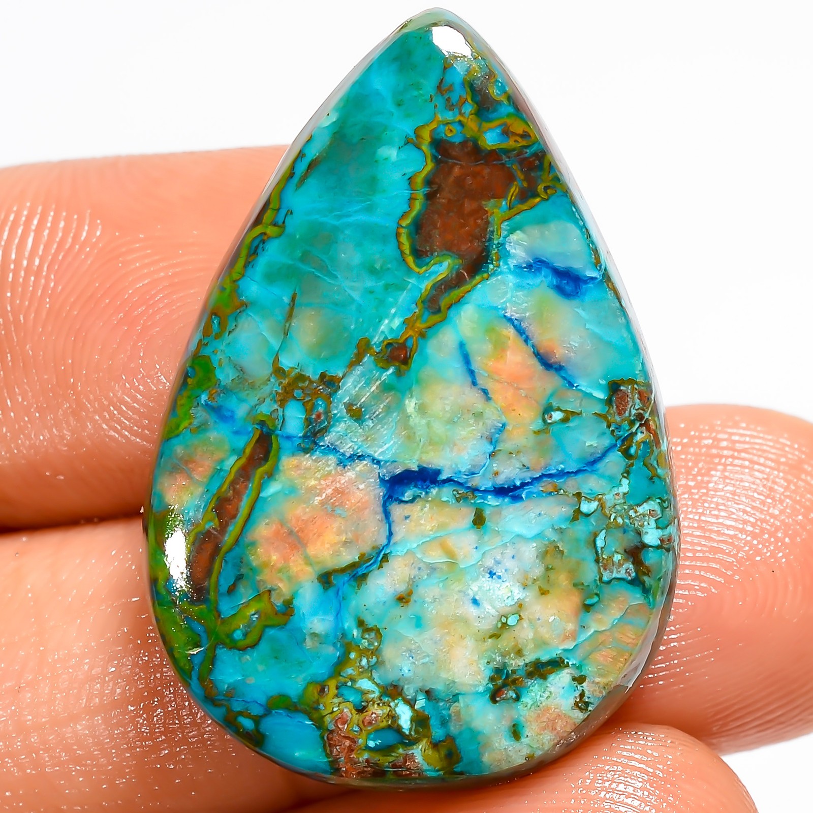 100% Natural Chrysocolla Pear Shape Cabochon Gemstone 24.5 Ct 29X20X5mm EE-54826 100% Natural Chrysocolla Pear Shape Cabochon Gemstone 24.5 Ct 29X20X5mm EE-54826