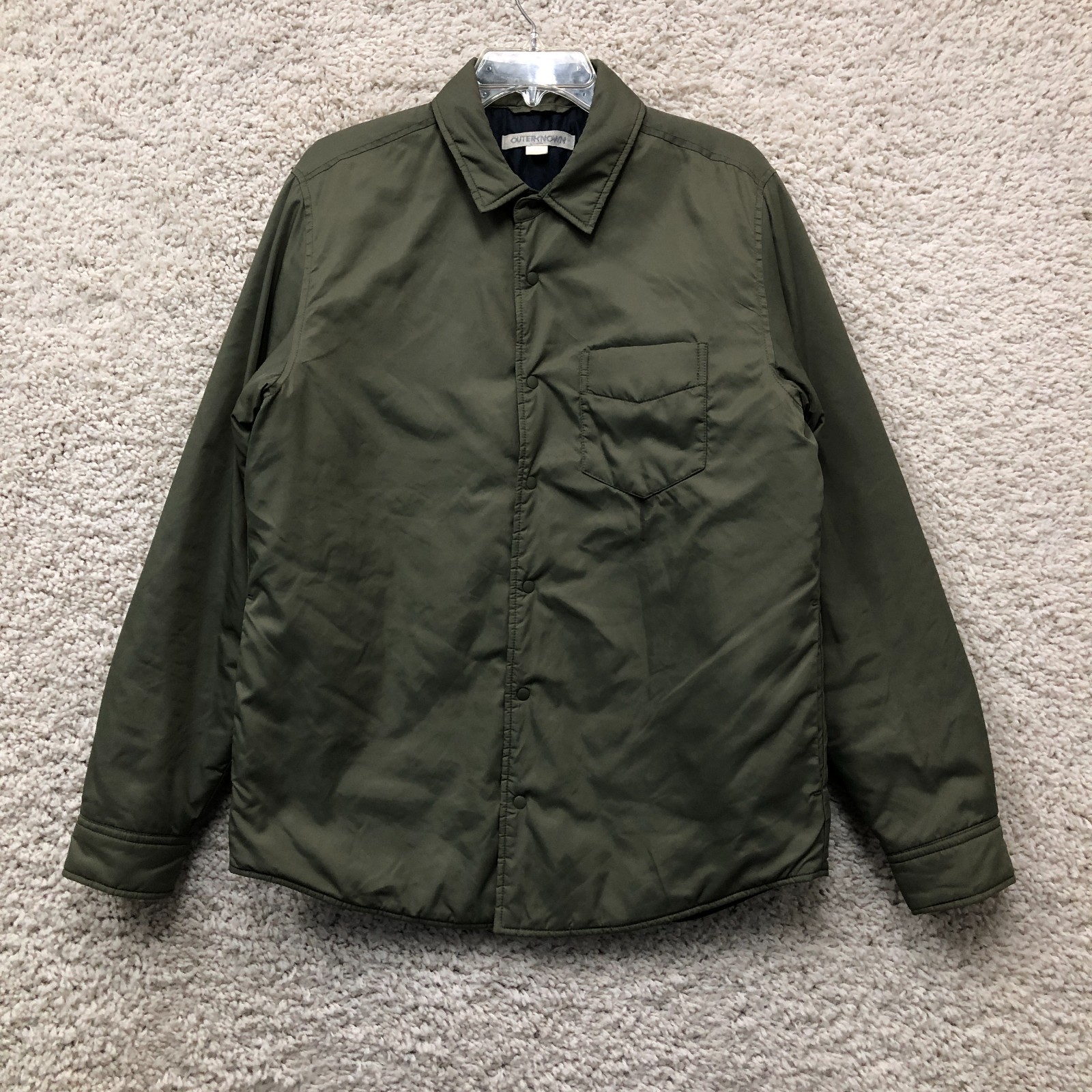 Outerknown Jacket Medium Adult Green Evolution Econyl Nylon Snap Shirt Mens M