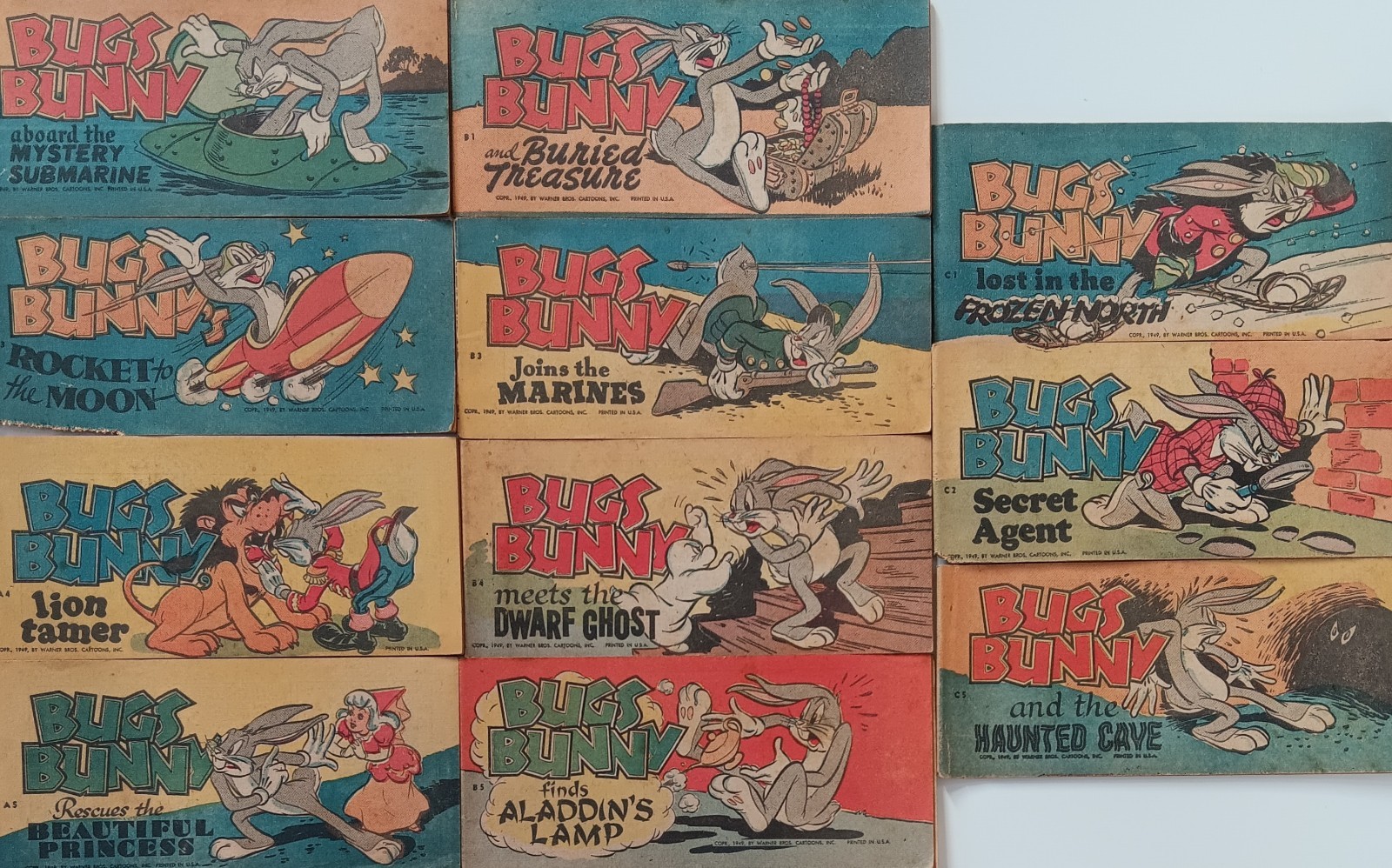 1949 Bugs Bunny Cereal Box Comic Books Lot Quaker Puffed Wheat Rice Looney Tunes 1949 Bugs Bunny Cereal Box Comic Books Lot Quaker Puffed Wheat Rice Looney Tunes