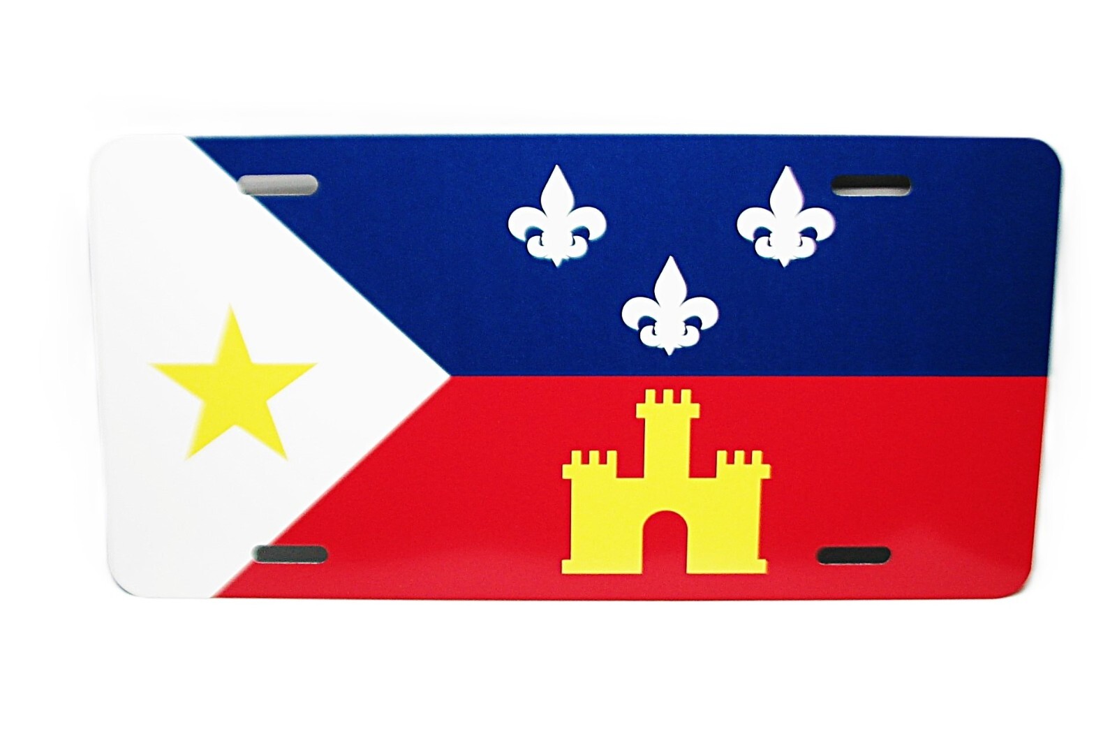 ACADIANA FLAG METAL CAR NOVELTY LICENSE PLATE Drapeau de l\'Acadie LOUISIANA ACADIANA FLAG METAL CAR NOVELTY LICENSE PLATE Drapeau de l\'Acadie LOUISIANA