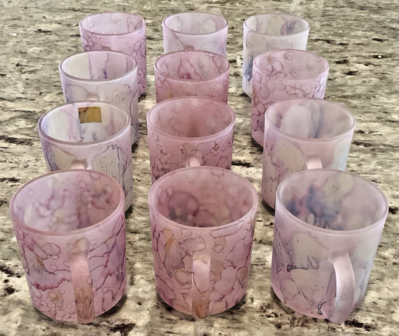 Ilanit Olamtov Hand Painted Pink Mugs Jerusalem Israel Pottery Set of 12