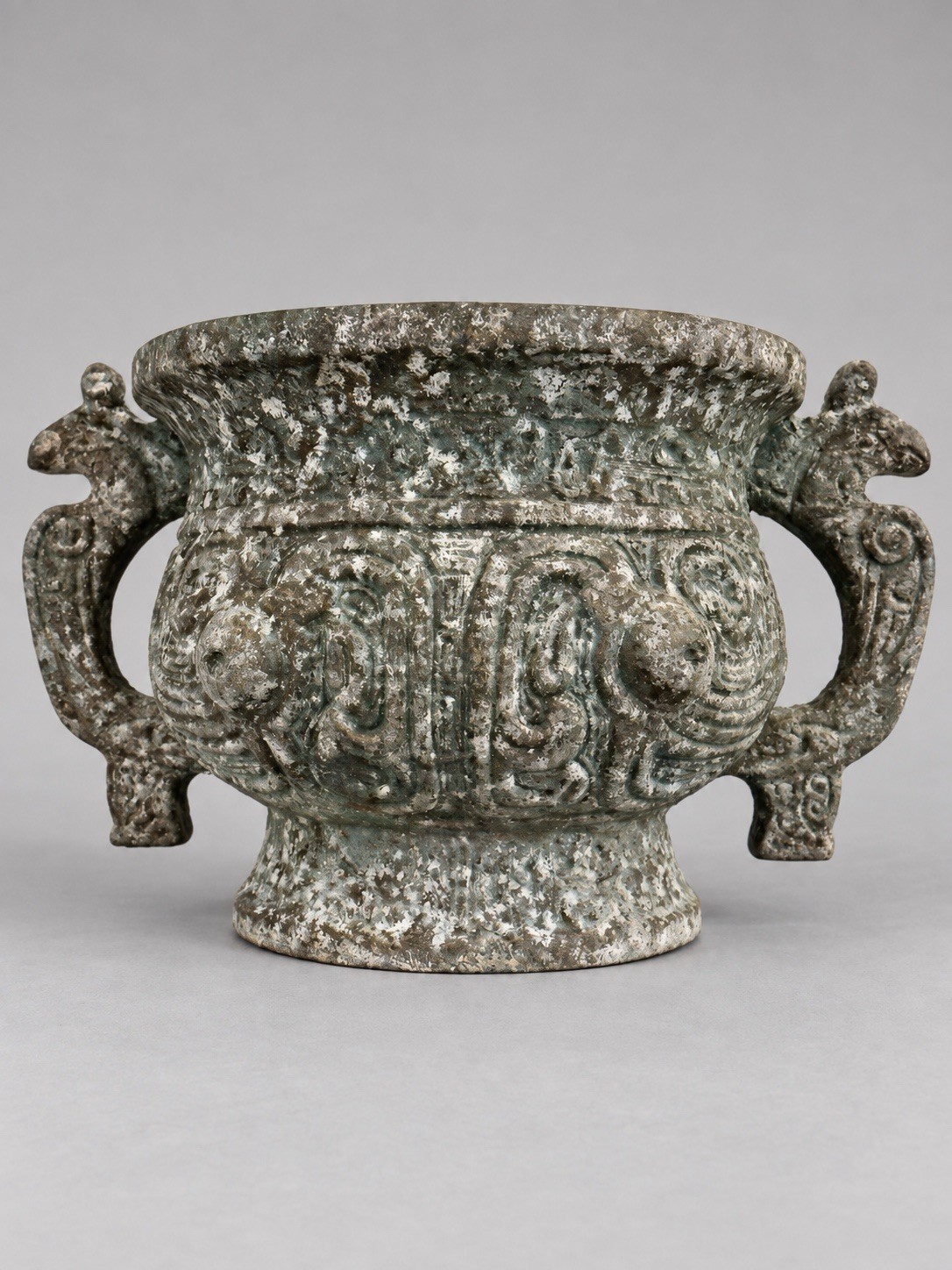 Chinese Archaistic Gui-Form Metal Ritual Vessel – Bird Handles- Katrina Revovery