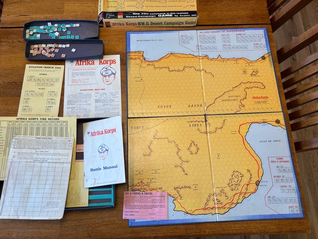 Avalon Hill - AFRIKA KORPS - Erwin Rommel\'s Desert War Game 1964 Vintage