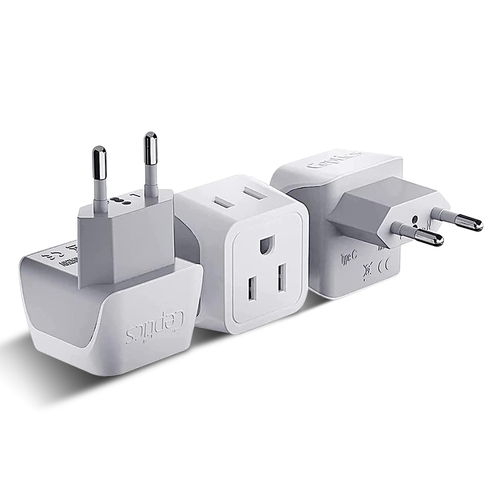 Ceptics USA to Europe, Asia, European Travel Adapter Plug - Type C (CT-9C, 3 PK) Ceptics USA to Europe, Asia, European Travel Adapter Plug - Type C (CT-9C, 3 PK)