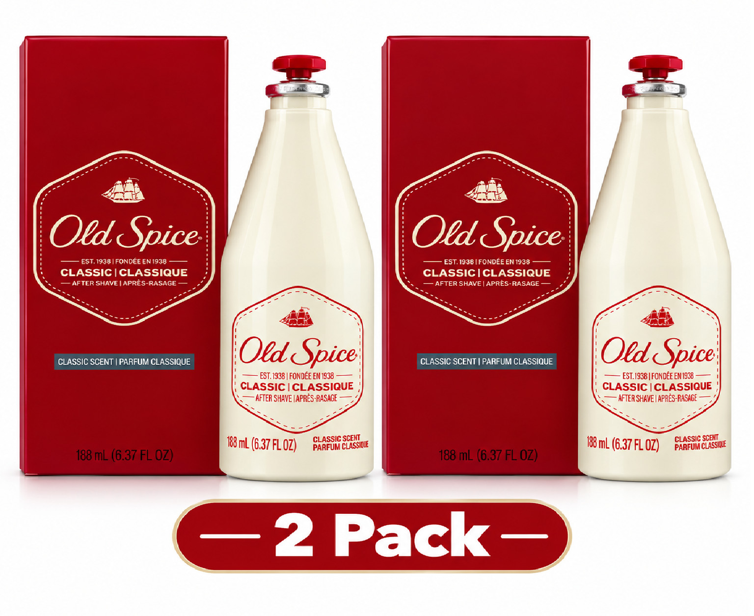 2 PK Old Spice Classic Scent Men\'s After Shave 6.37 fl oz Each - New & Original