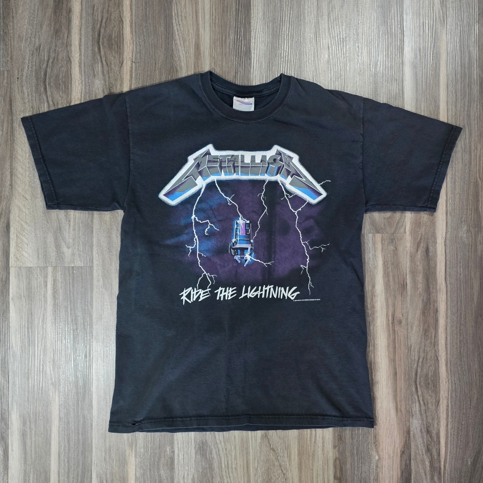 Vintage 1994 Metallica Ride the Lightning T-Shirt Hanes Giant Black Mens Medium