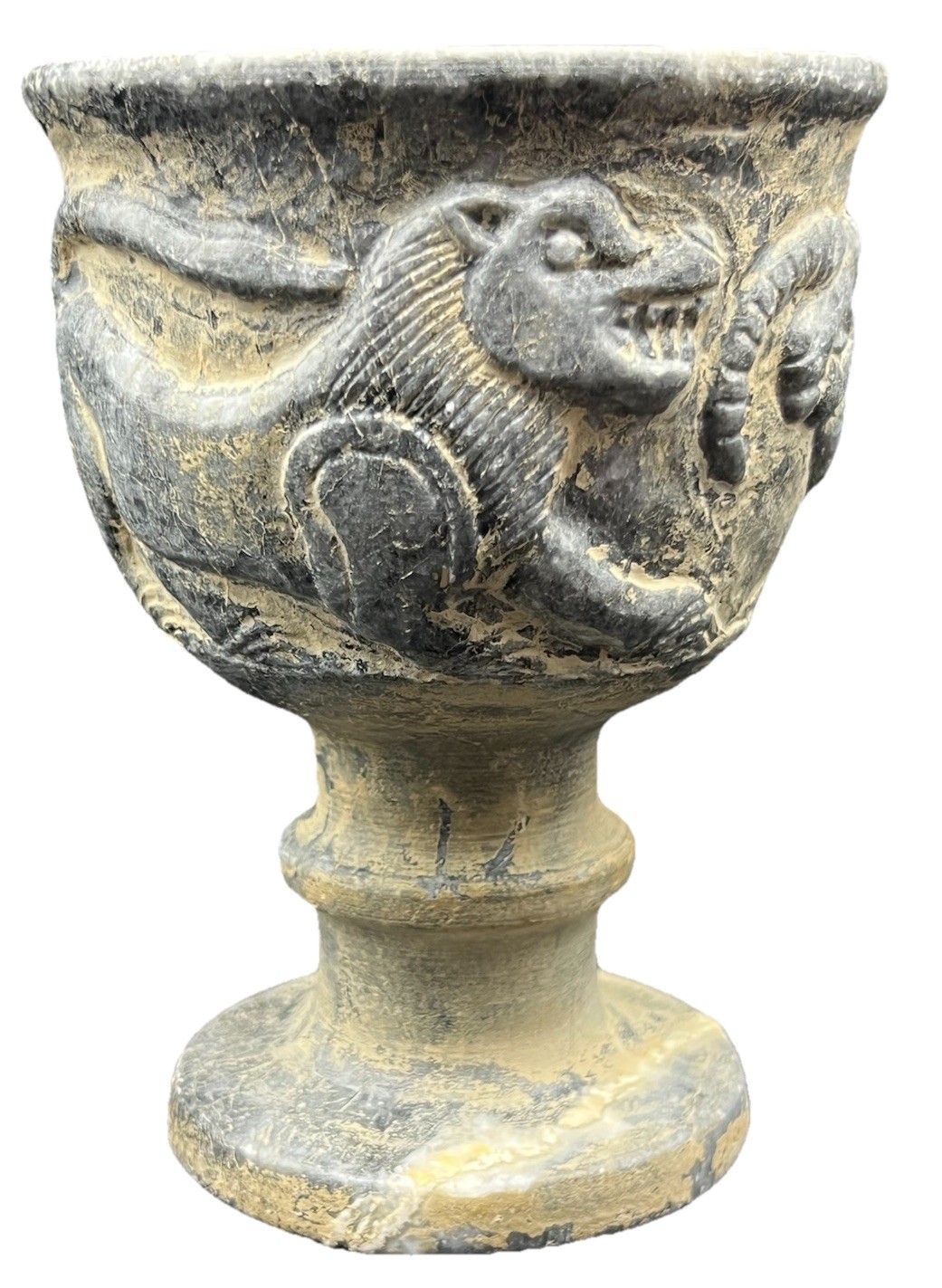 Ancient Inter Cultural Stone Cup Lion Hind Deer Near eastern Stone Antiques Ancient Inter Cultural Stone Cup Lion Hind Deer Near eastern Stone Antiques