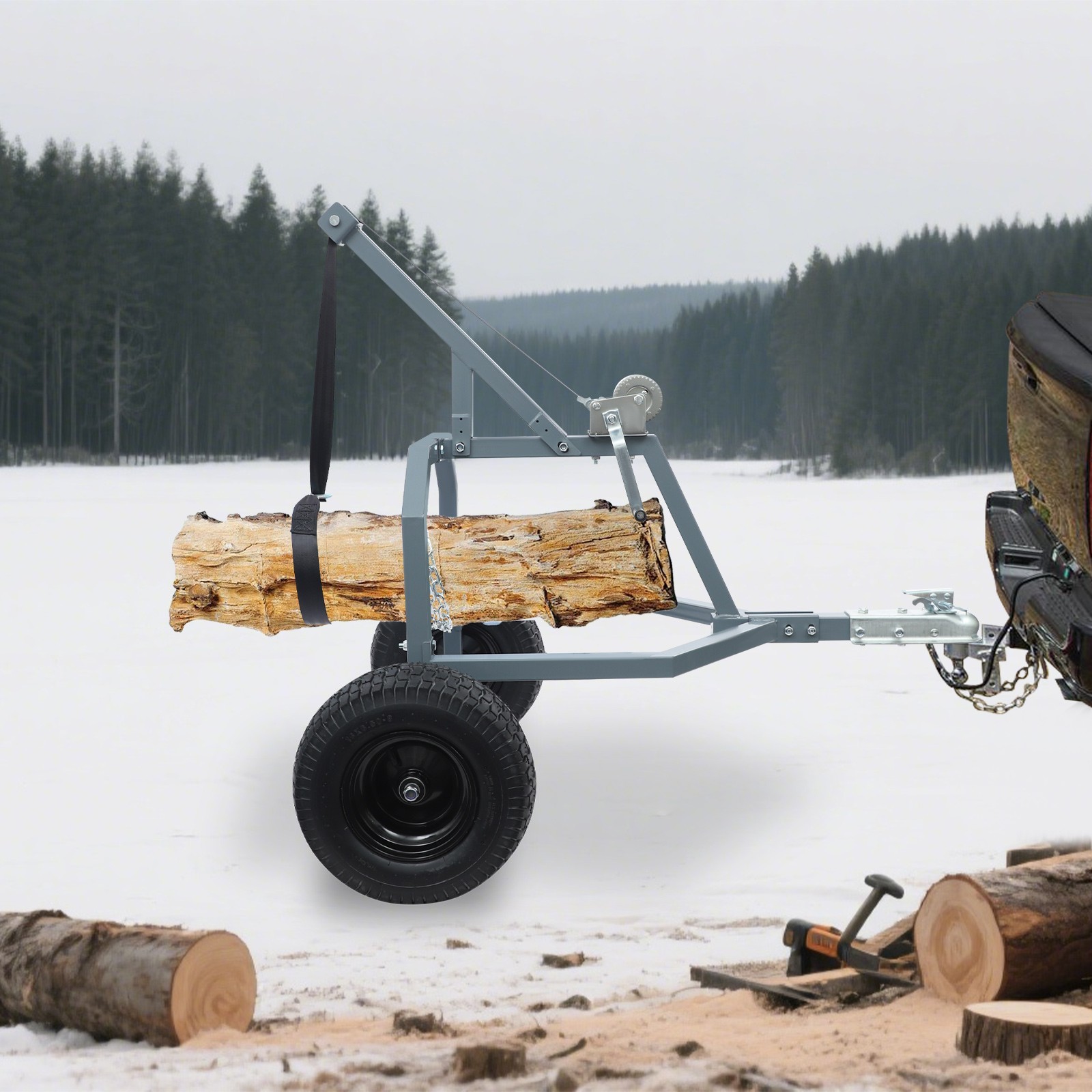 Firewood Log Cart Carrier Wood Mover Hauler Max Load 1500lbs on 2 Wheels Dolly