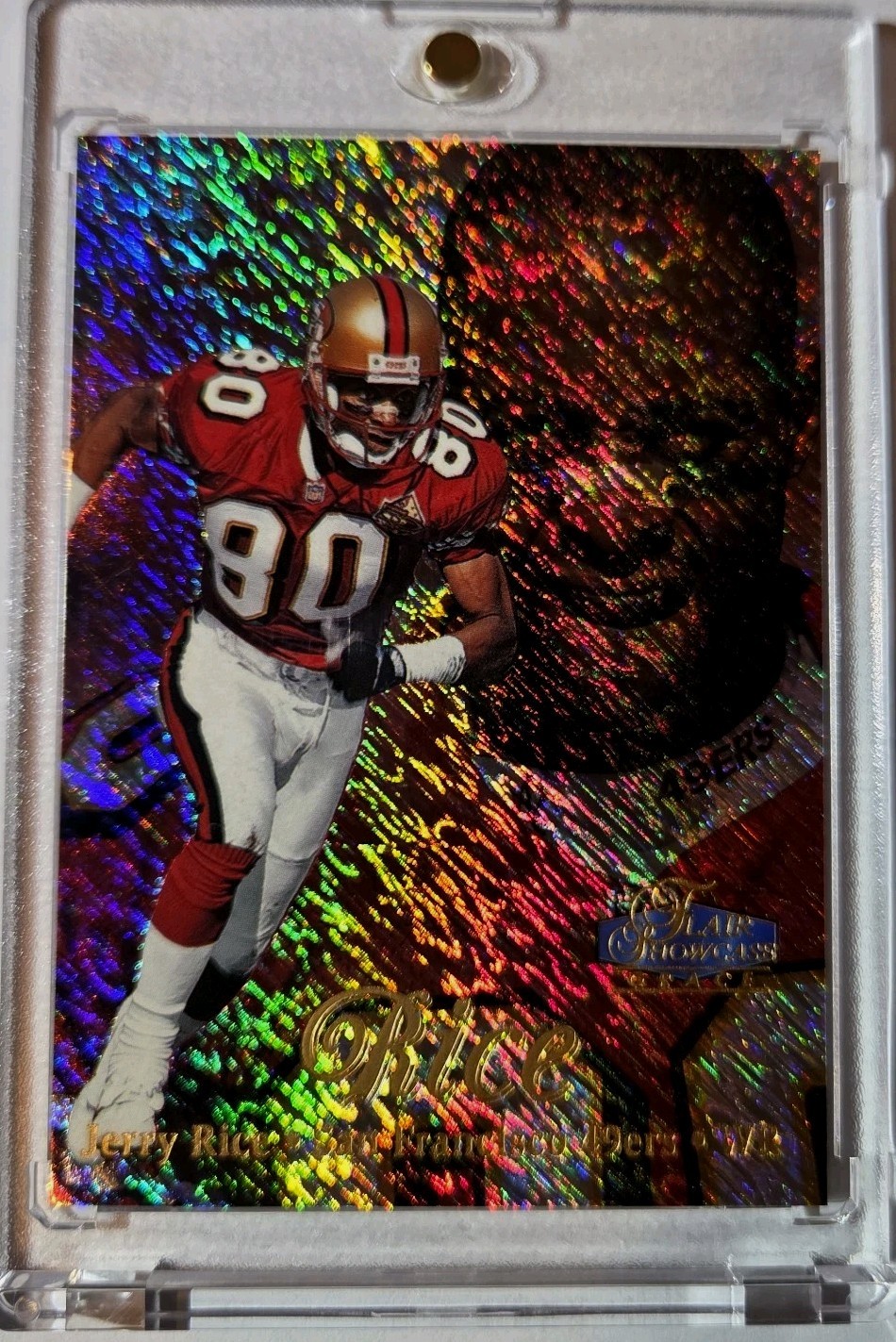 1998 Flair Showcase JERRY RICE RAINBOW REFRACTOR ROW 1 HOLO RARE 49ers - Mint 1998 Flair Showcase JERRY RICE RAINBOW REFRACTOR ROW 1 HOLO RARE 49ers - Mint