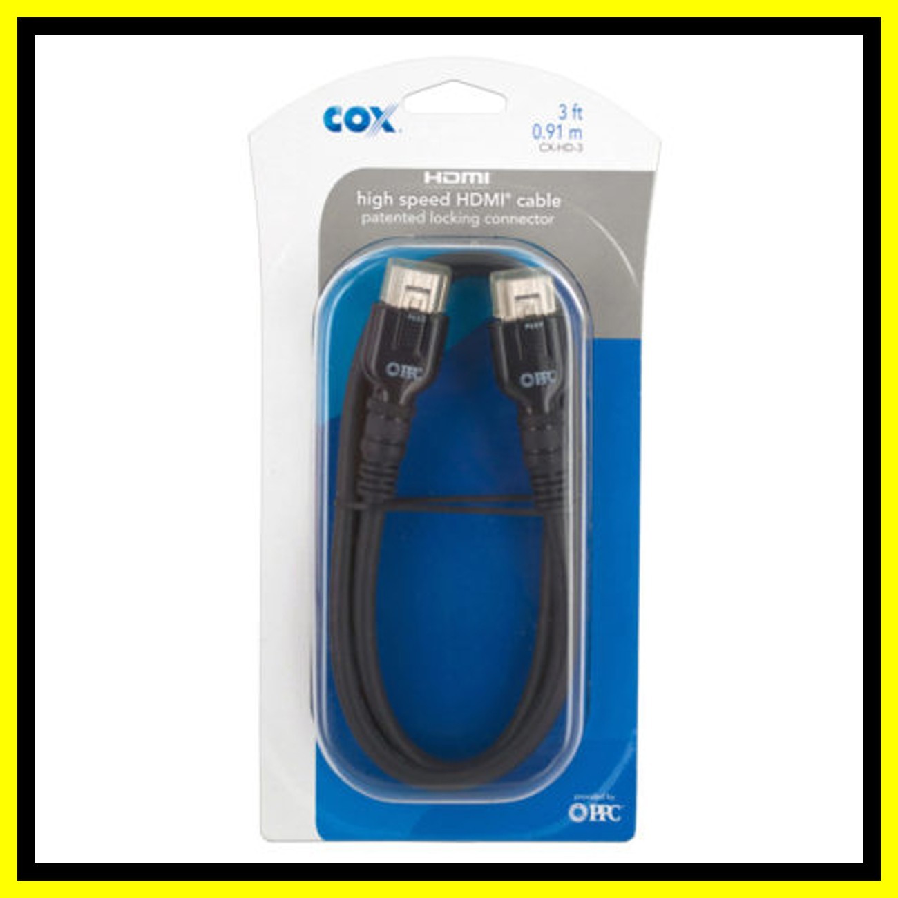 COX High Speed HDMI Cables 3 ft 6 ft 12 ft HDMI to HDMI Locking Connector Black