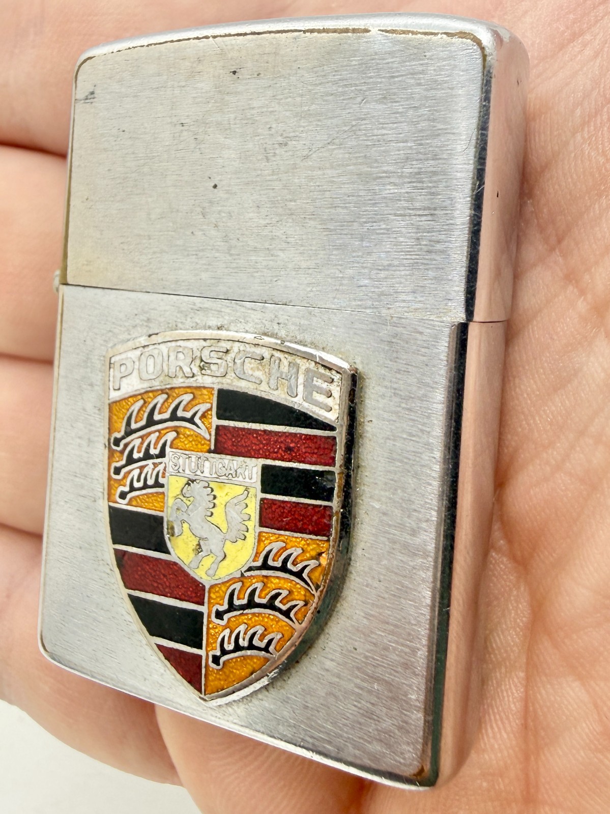 Scarce Vintage 1973 Porsche Advertising Zippo Lighter RARE WORKING Scarce Vintage 1973 Porsche Advertising Zippo Lighter RARE WORKING