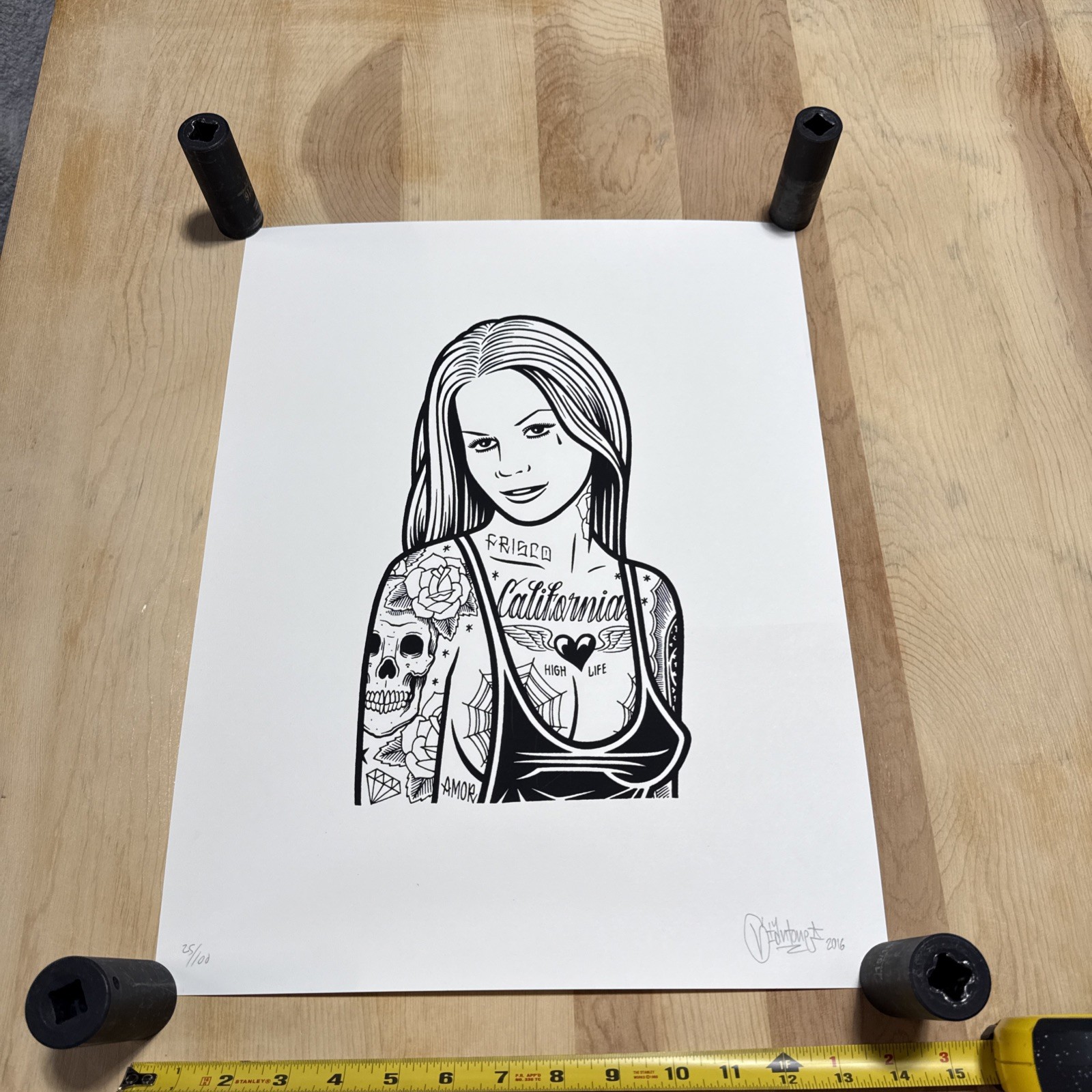 MIKE GIANT FRISCO GIRL SIGNED NUMBERED ART PRINT 14X18 TATTOO STREET ART 2016 MIKE GIANT FRISCO GIRL SIGNED NUMBERED ART PRINT 14X18 TATTOO STREET ART 2016