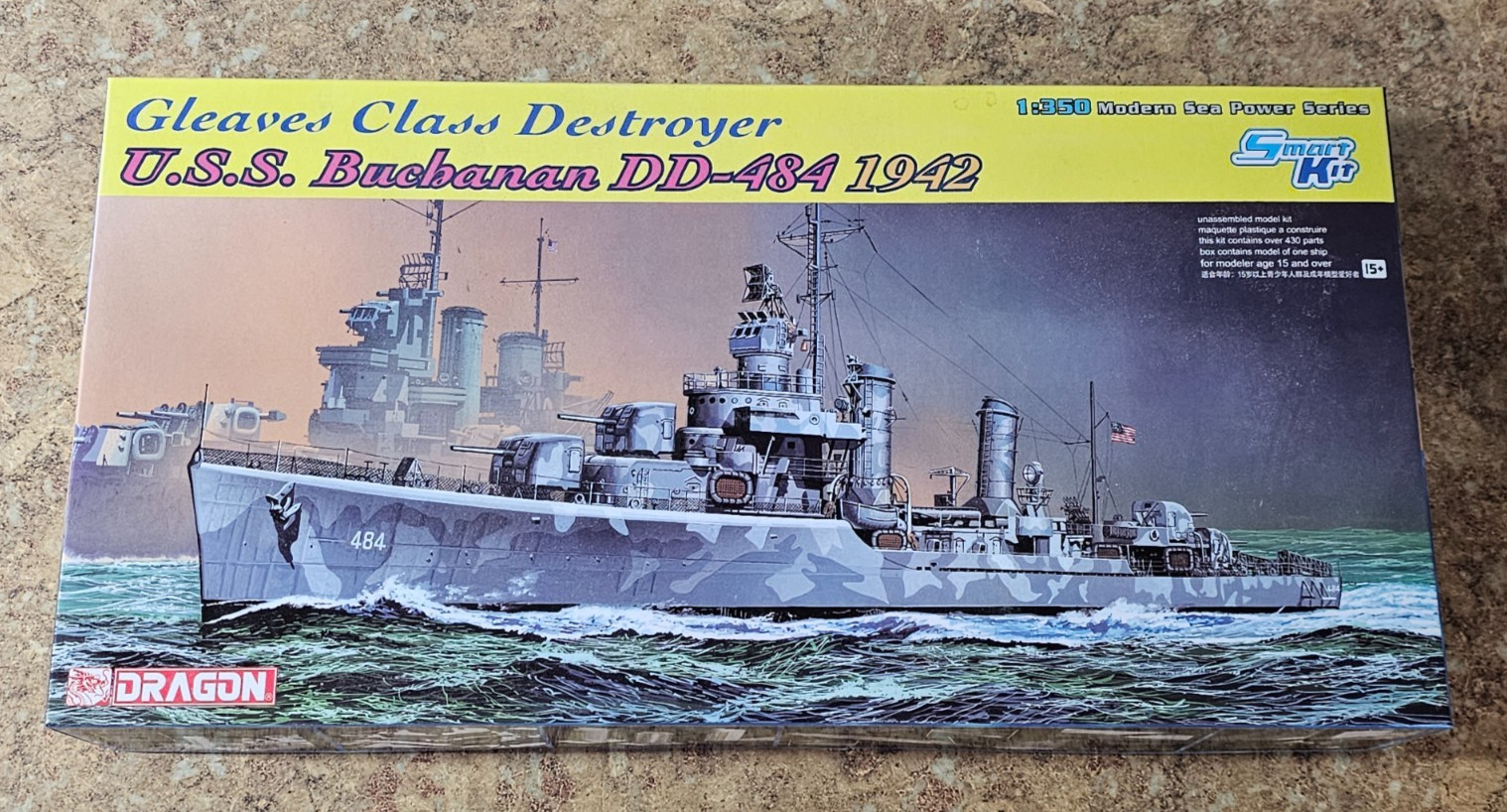 Dragon 1/350 Scale U.S.S Buchanan DD-484 1942 Gleaves Class Destroyer Model Kit
