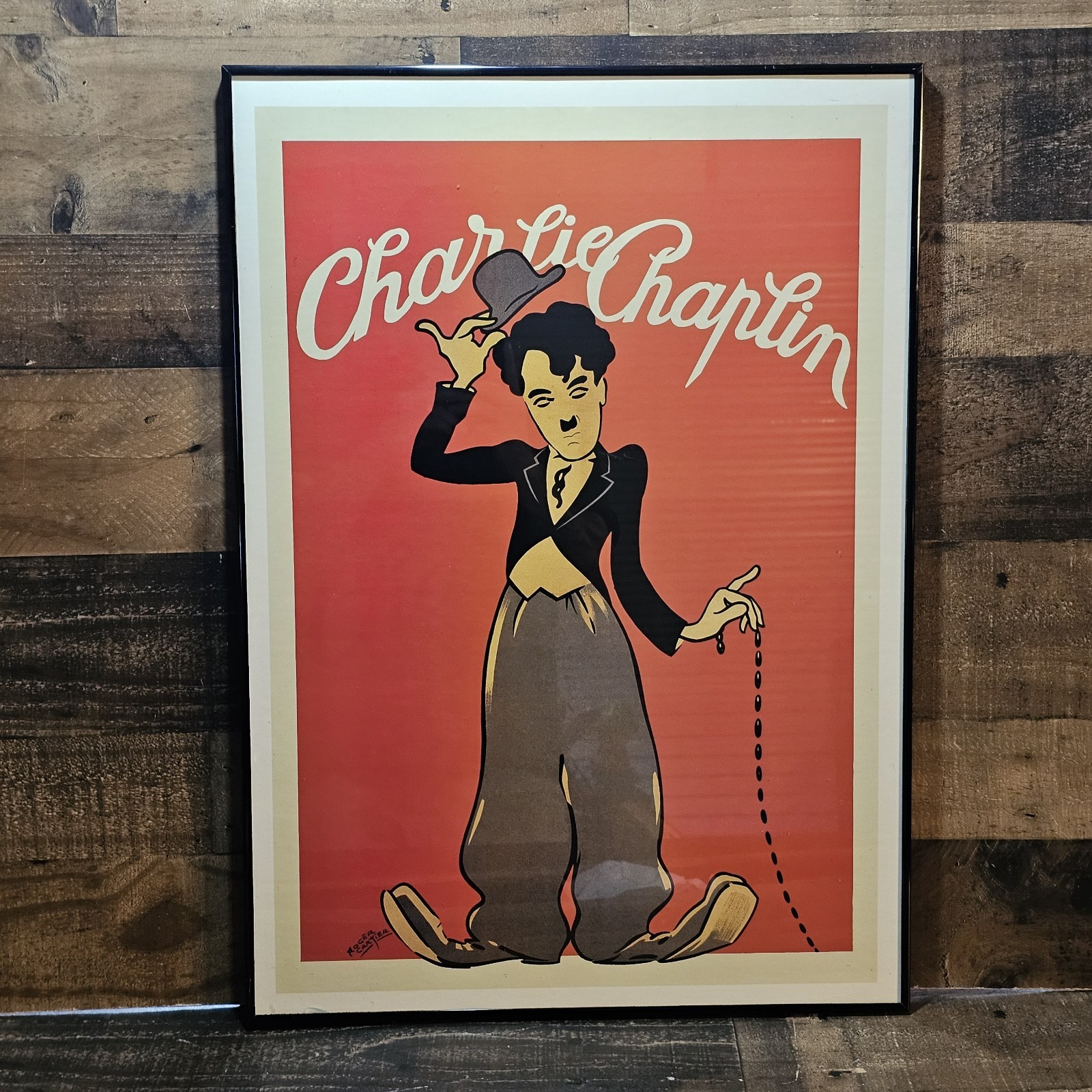 Roger Cartier Charlie Chaplin Chaplain Framed Print - Rare Print 