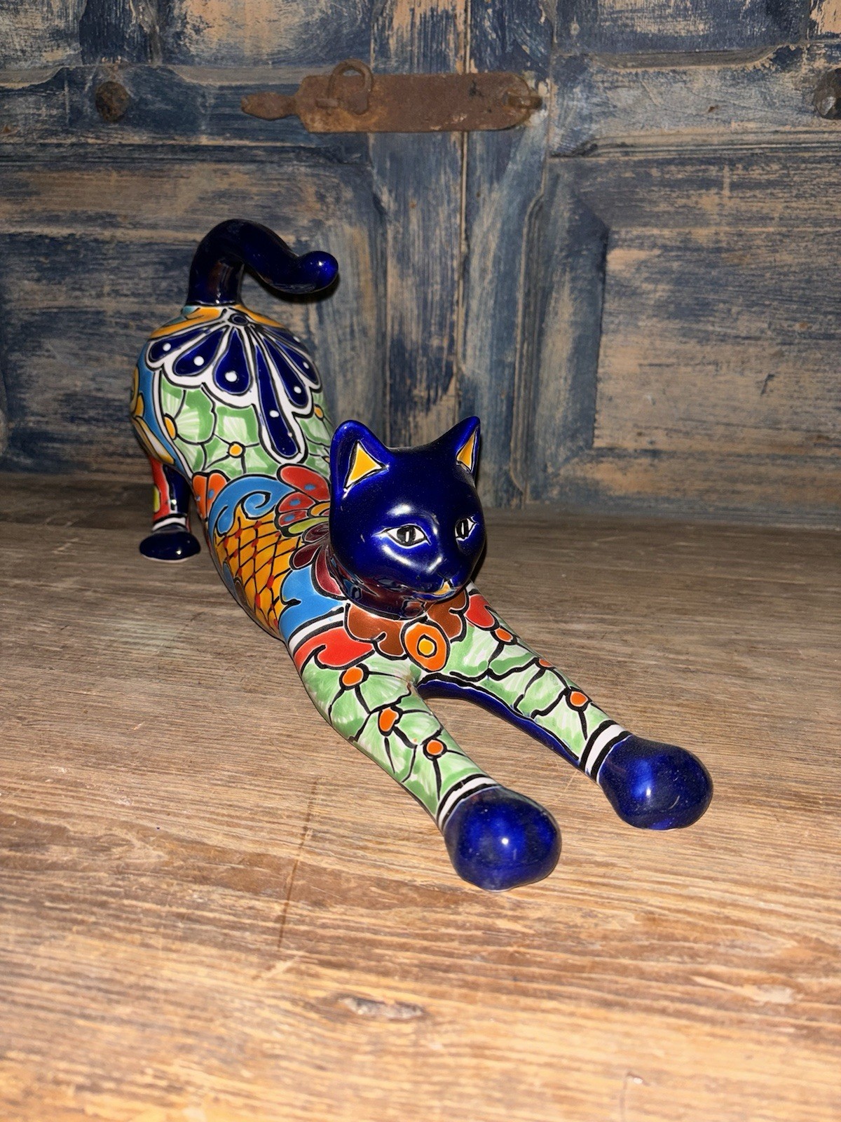 Talavera Stretching Cat Talavera Stretching Cat