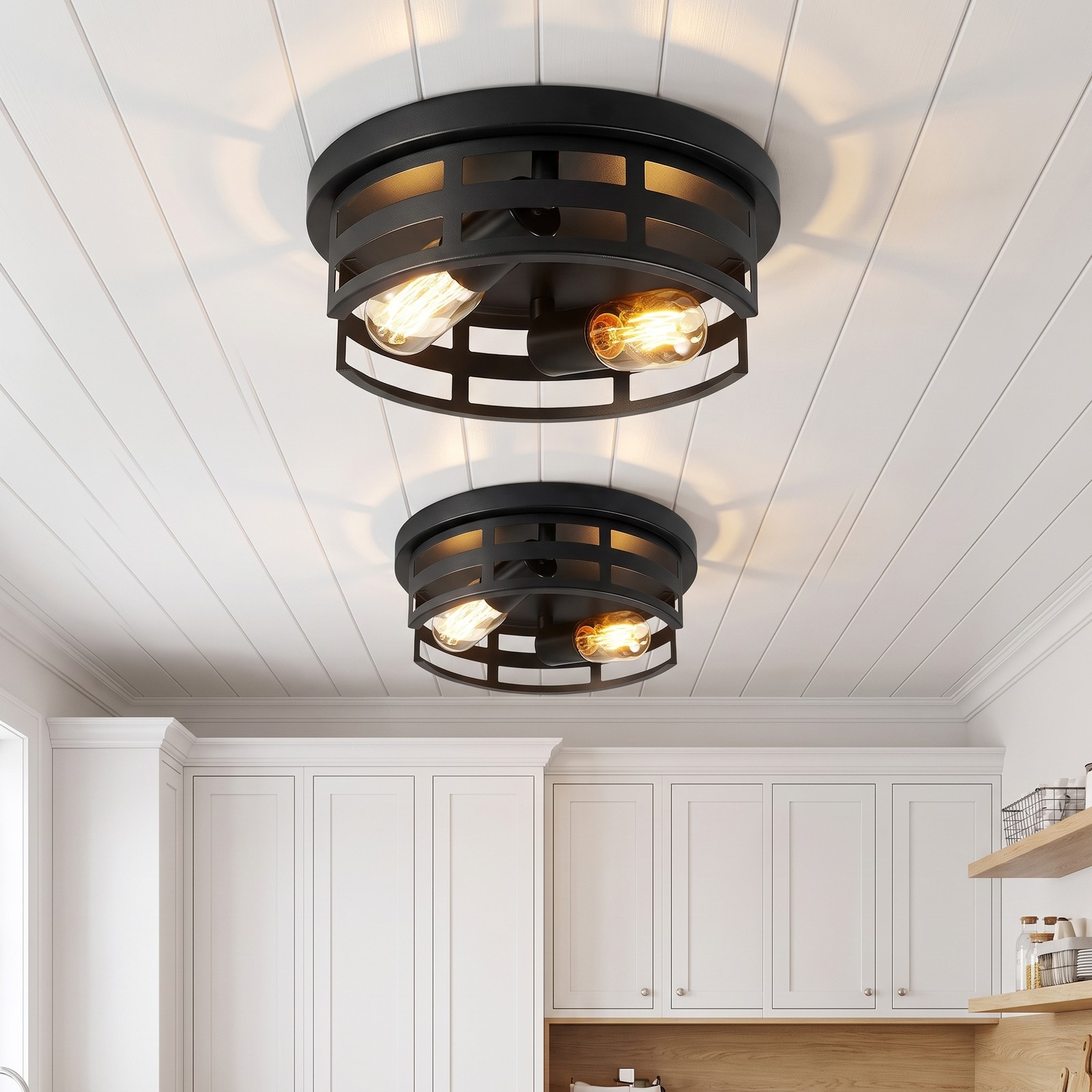 2 Pack 11\'\' Modern LED Ceiling Light Flush Mount Living Room Black Metal Fixture 2 Pack 11\'\' Modern LED Ceiling Light Flush Mount Living Room Black Metal Fixture