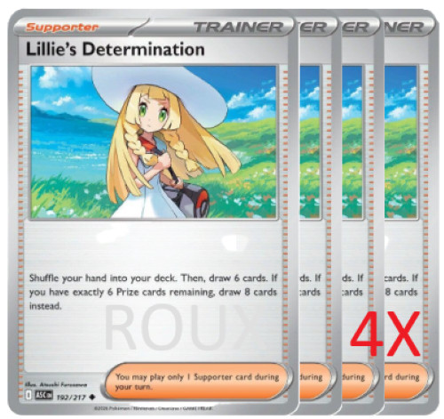 4x Lillie\'s Determination - 192/217 ME: Ascended Heroes (ASC) Pokemon Playset x4 4x Lillie\'s Determination - 192/217 ME: Ascended Heroes (ASC) Pokemon Playset x4