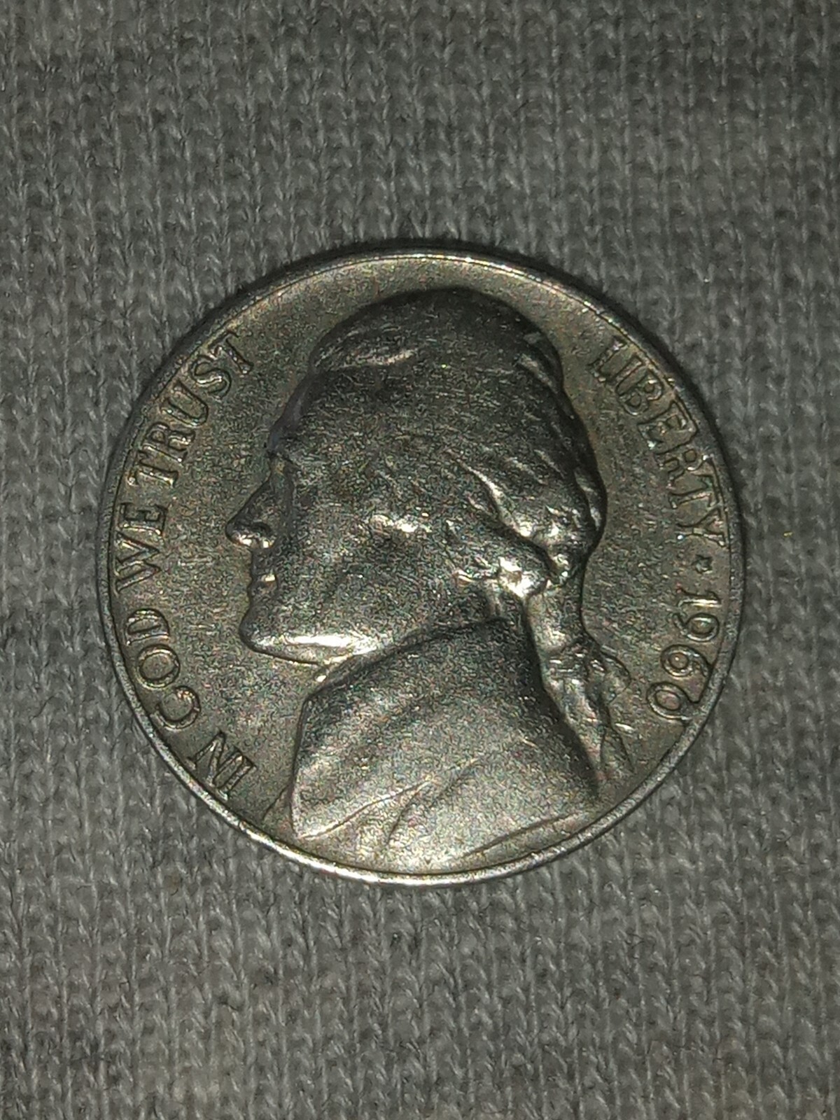 Very Rare 1960D Jeff. Nickel ERROR 0&R filled in at Top Coin Ungraded,Circulated Very Rare 1960D Jeff. Nickel ERROR 0&R filled in at Top Coin Ungraded,Circulated