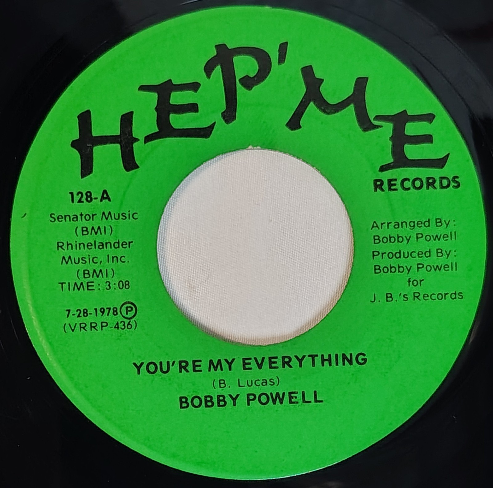 70's SOUL FUNK 45 Bobby Powell YOU'RE MY EVERYTHING 1978 Hep' Me VG+ 70's SOUL FUNK 45 Bobby Powell YOU'RE MY EVERYTHING 1978 Hep' Me VG+
