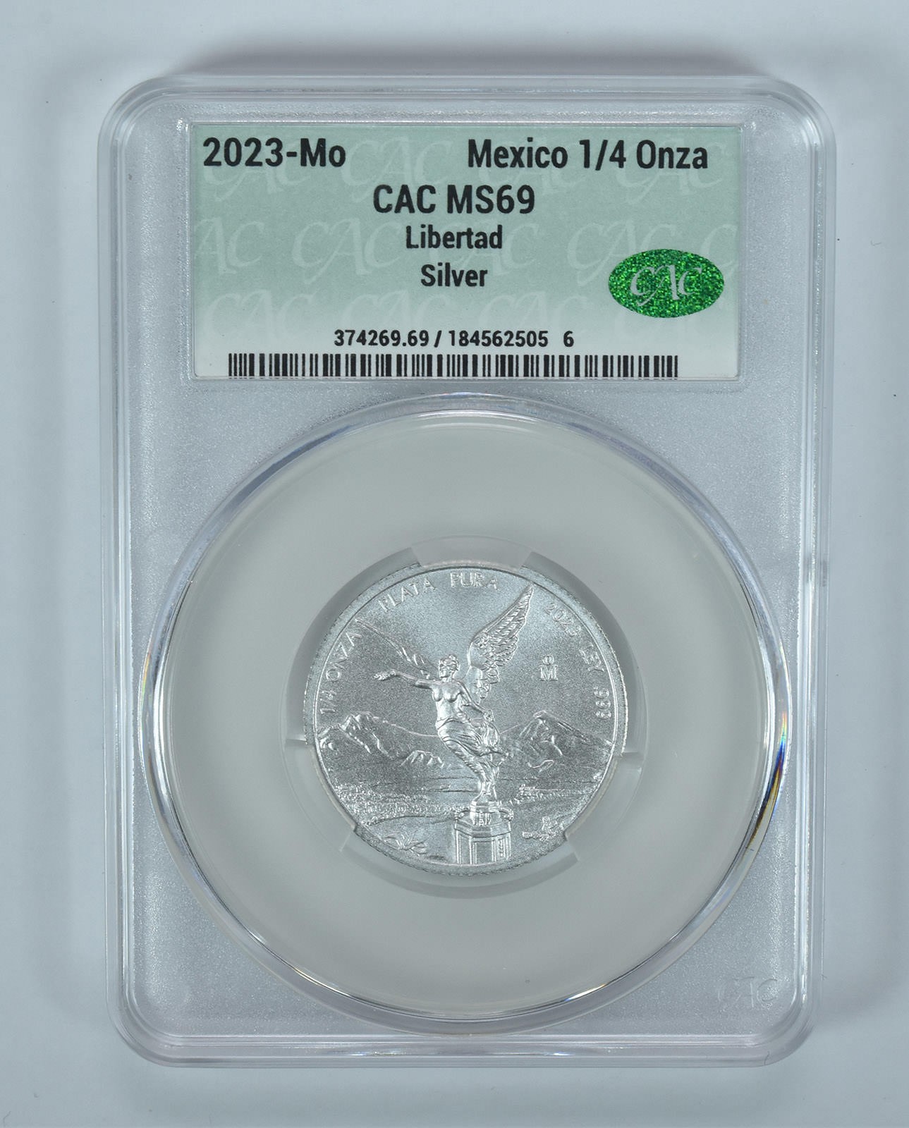 2023 Mo Mexico 1/4 Onza Silver Libertad MS69 CAC CACg 2023 Mo Mexico 1/4 Onza Silver Libertad MS69 CAC CACg
