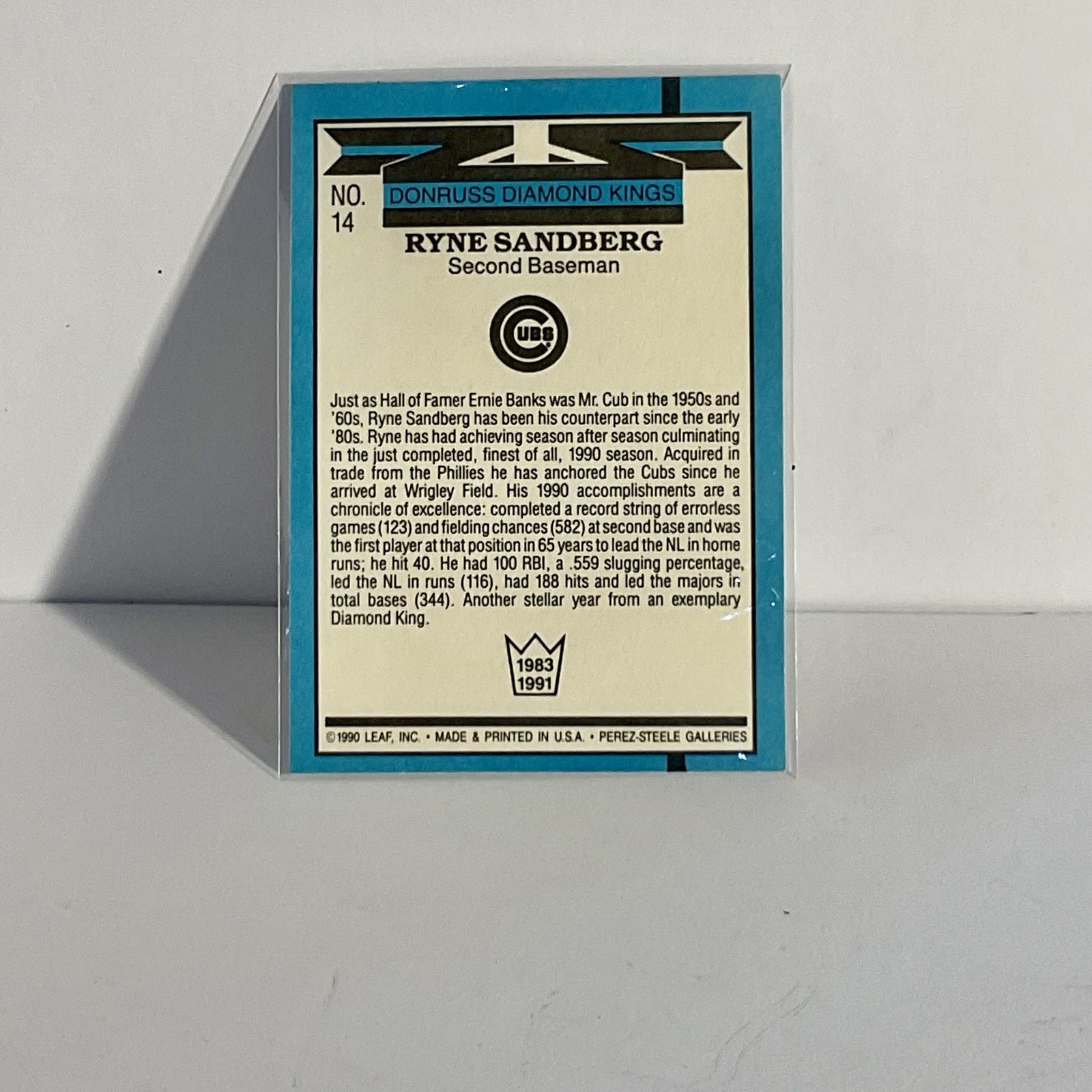 Mint Mint 1991 Donruss Diamond Kings Ryne Sandberg #14 Color Match Highly Mint Mint 1991 Donruss Diamond Kings Ryne Sandberg #14 Color Match Highly