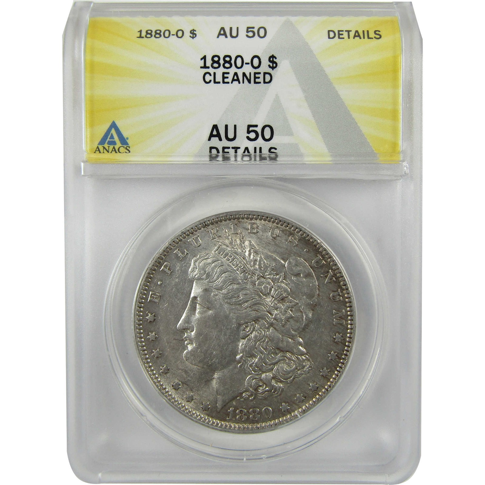 1880 O Morgan Silver Dollar AU 50 Details ANACS $1 Coin SKU:I28563 1880 O Morgan Silver Dollar AU 50 Details ANACS $1 Coin SKU:I28563