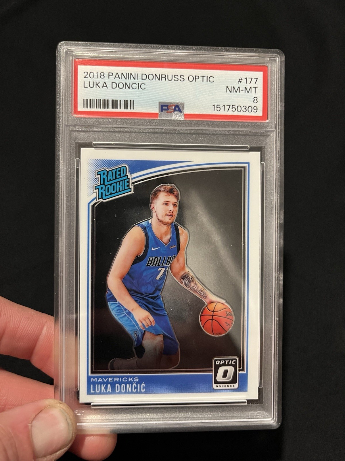 Panini Donruss Optic Rated Rookie Luka Dončić #177 PSA 8 Dallas Mavericks