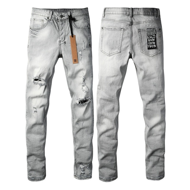 KSUBI Ripped Denim Pants Men's Button Jeans Teens Leisure Straight Jeans 28-40